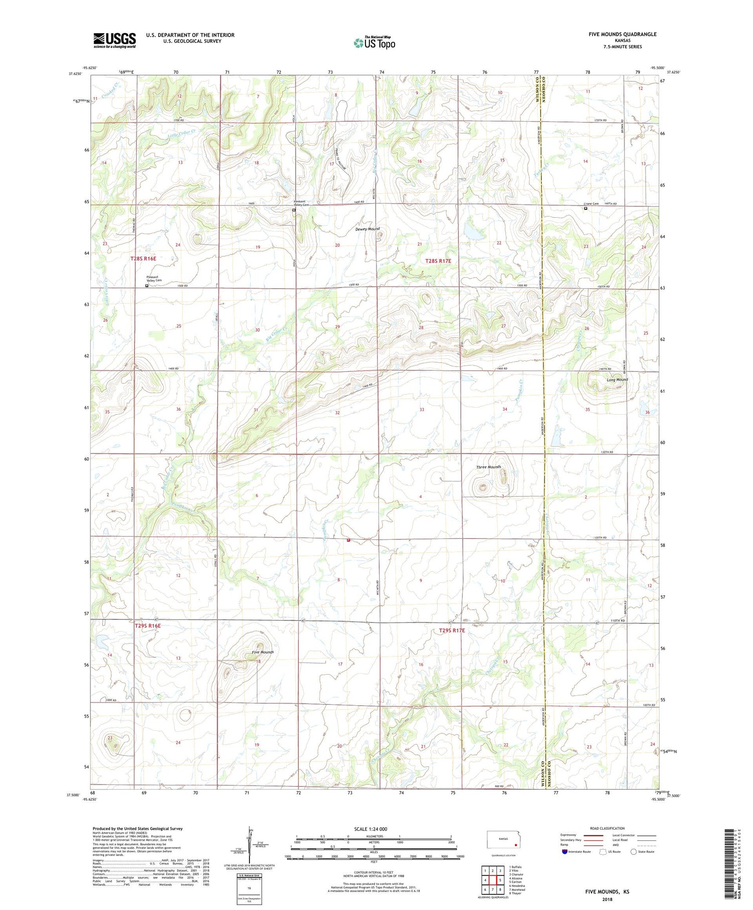 Five Mounds Kansas US Topo Map Image