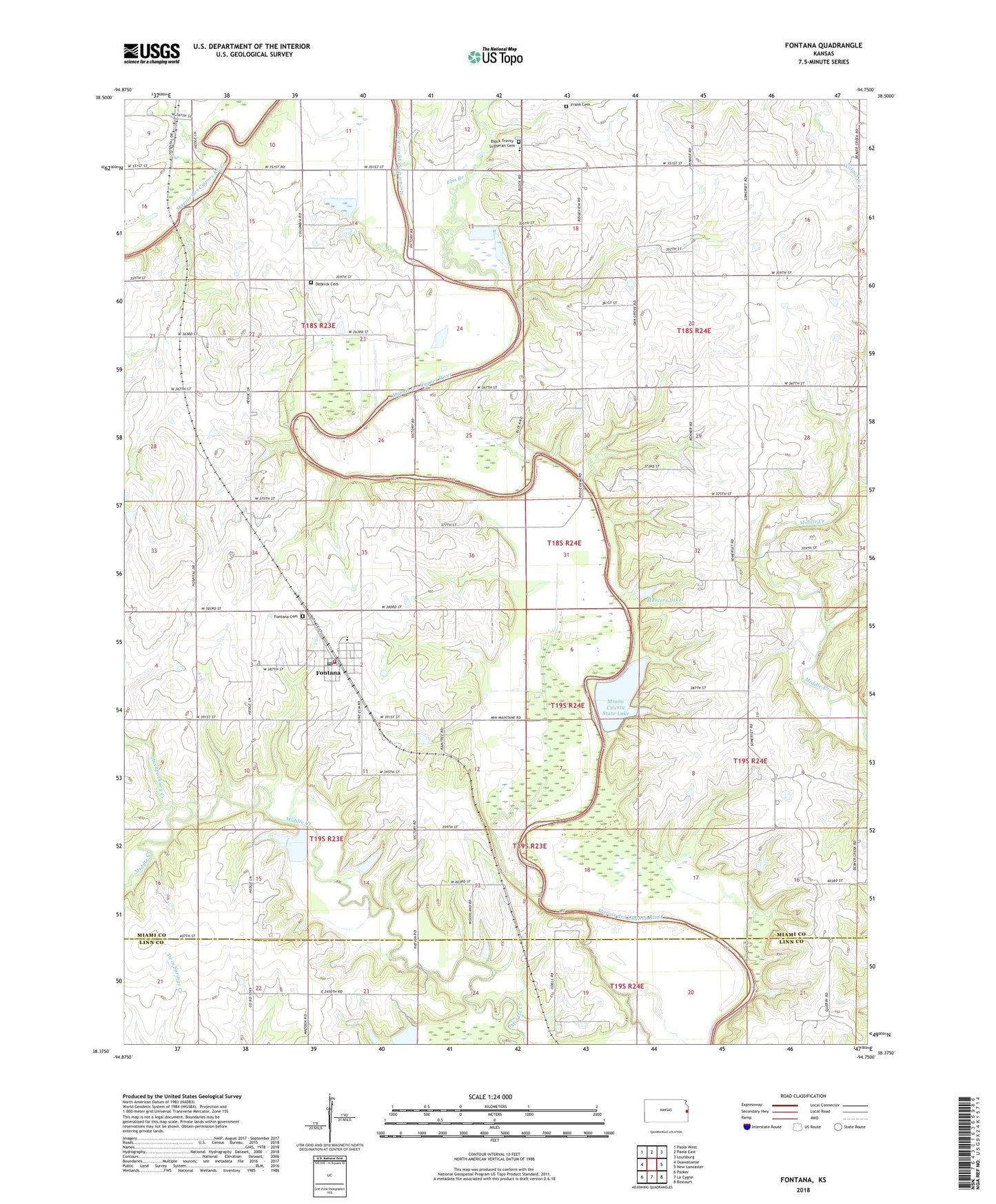 Fontana Kansas US Topo Map Image