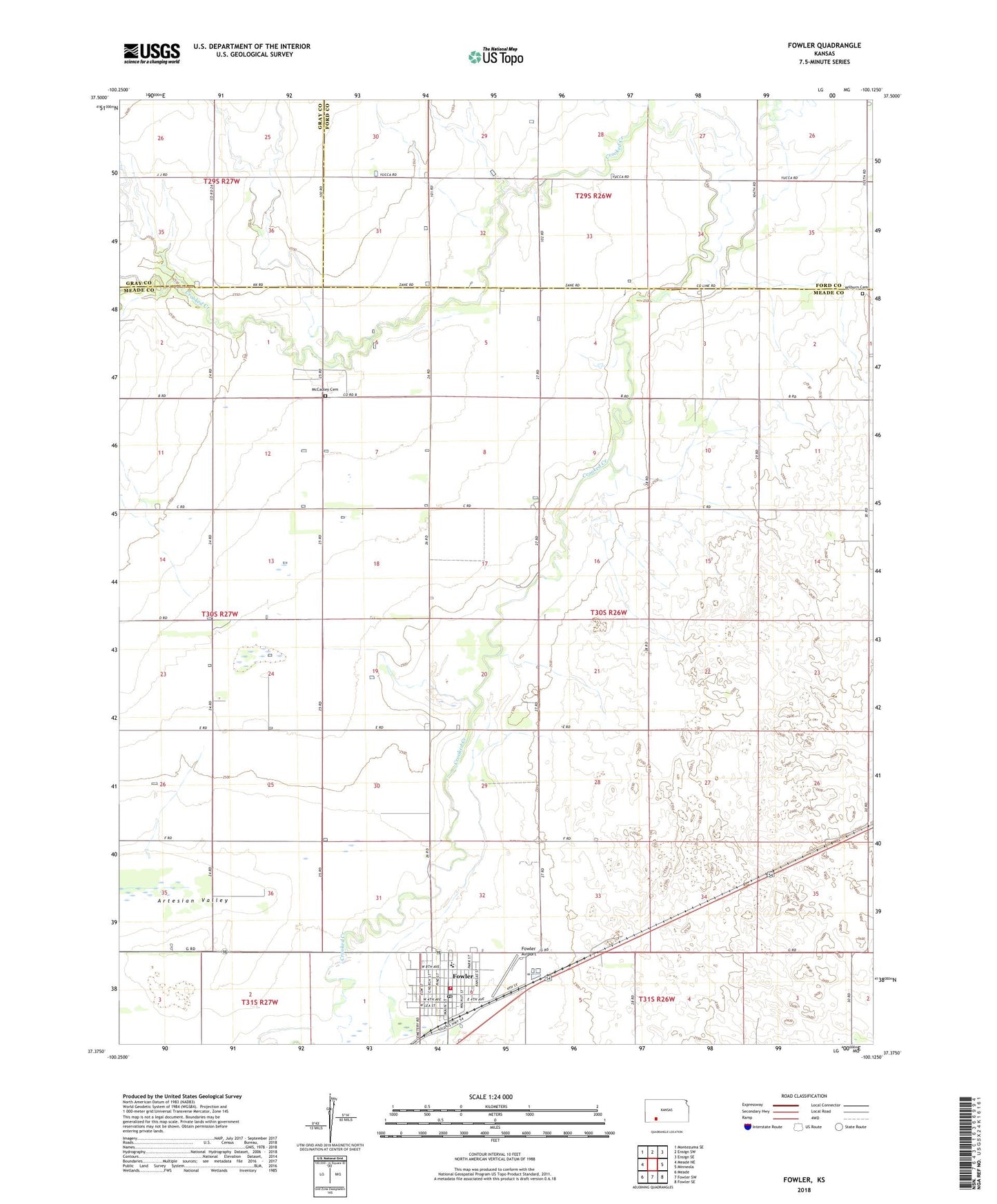 Fowler Kansas US Topo Map Image