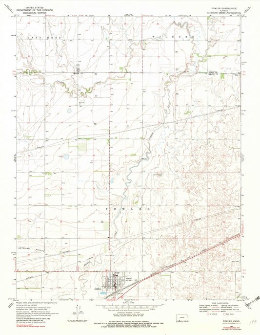 Classic USGS Fowler Kansas 7.5'x7.5' Topo Map Image