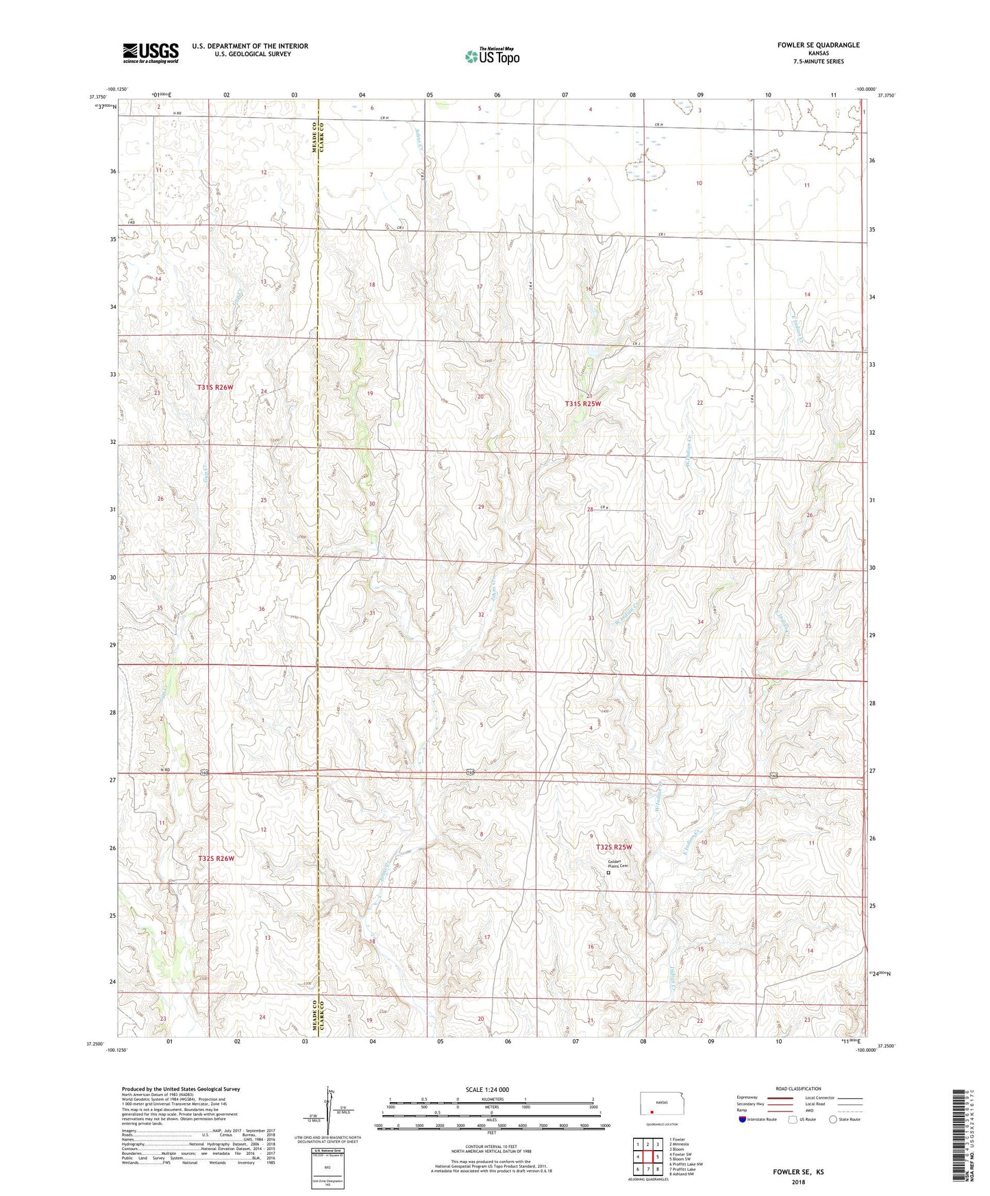 Fowler SE Kansas US Topo Map Image