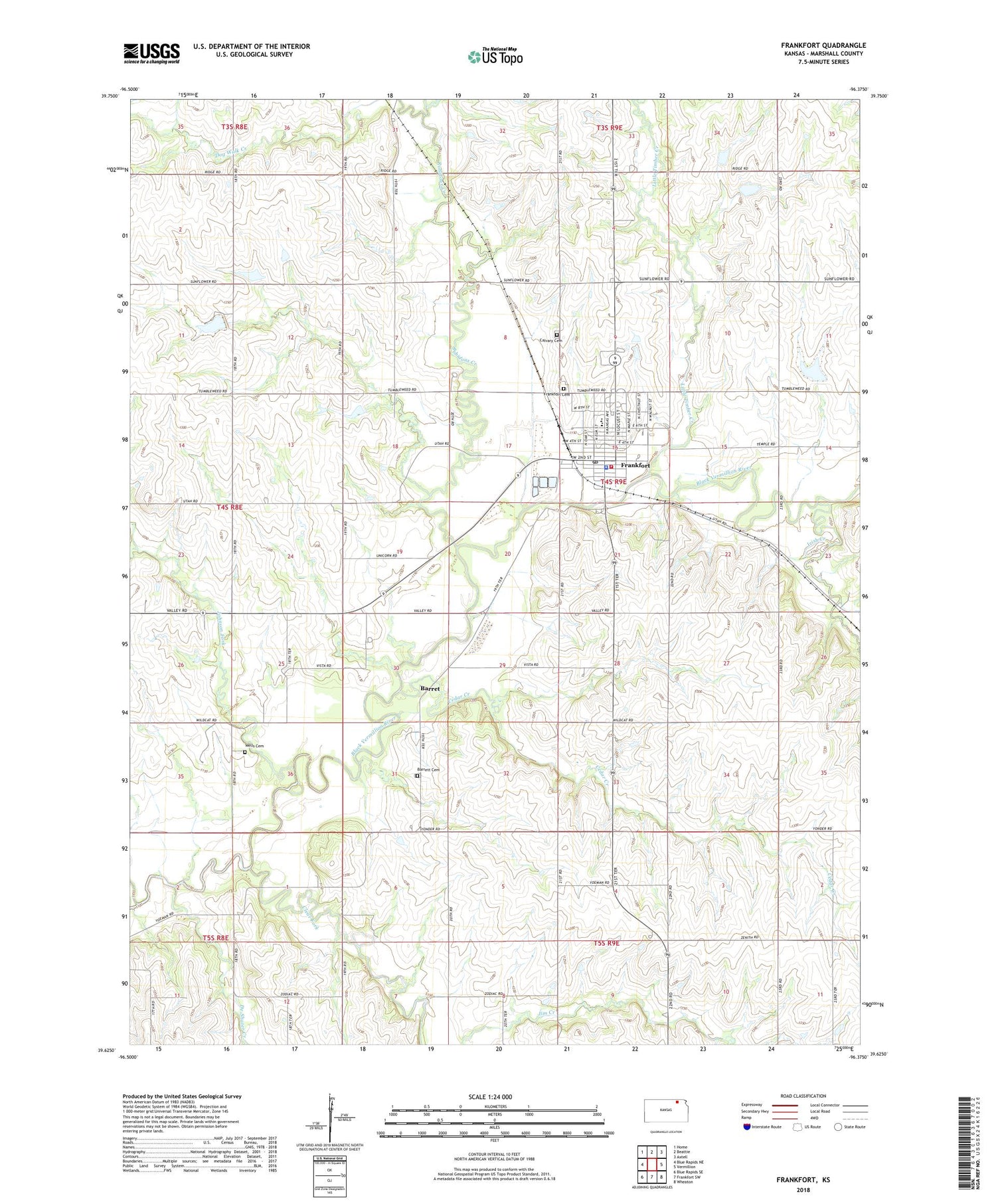 Frankfort Kansas US Topo Map Image