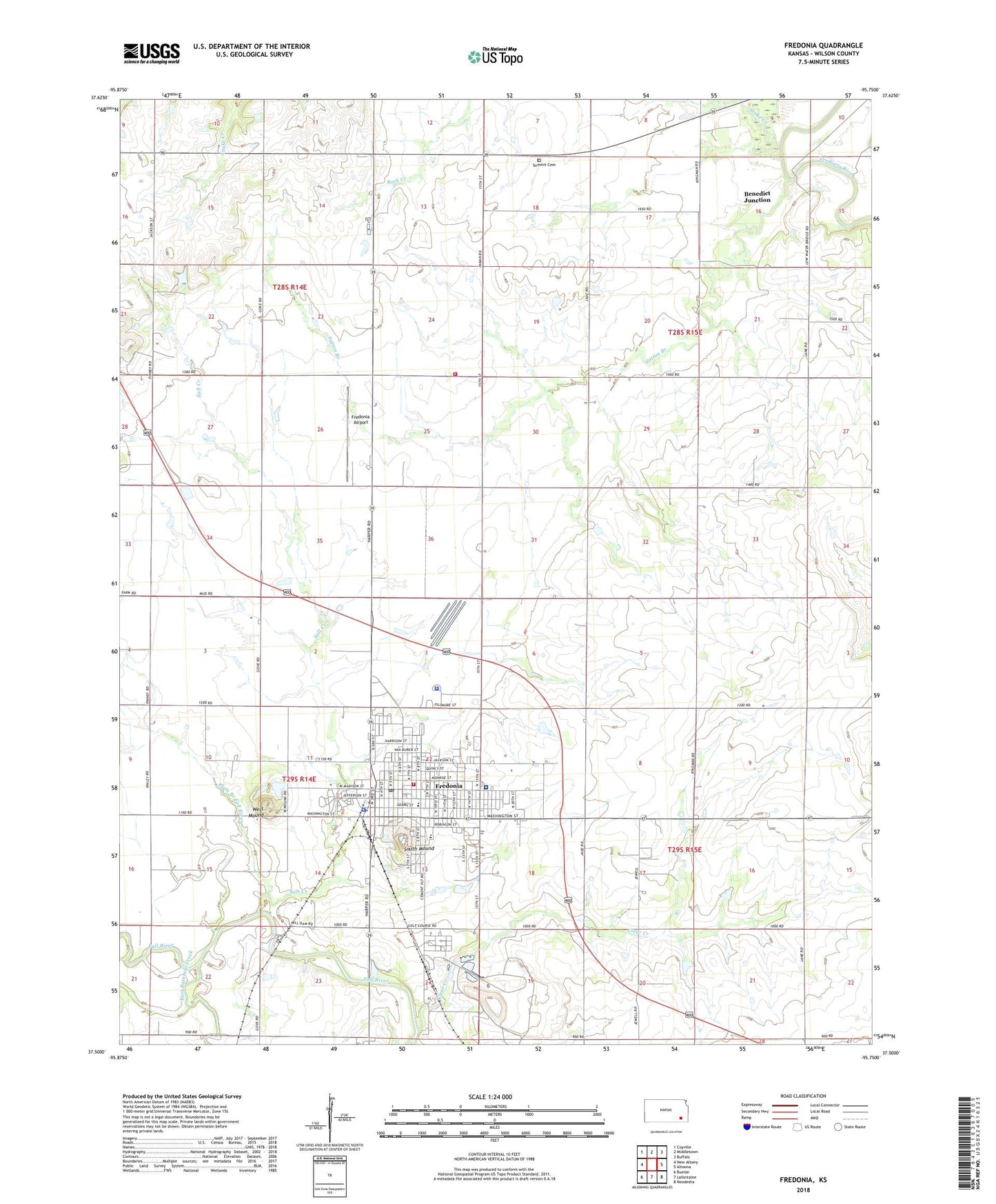 Fredonia Kansas US Topo Map Image