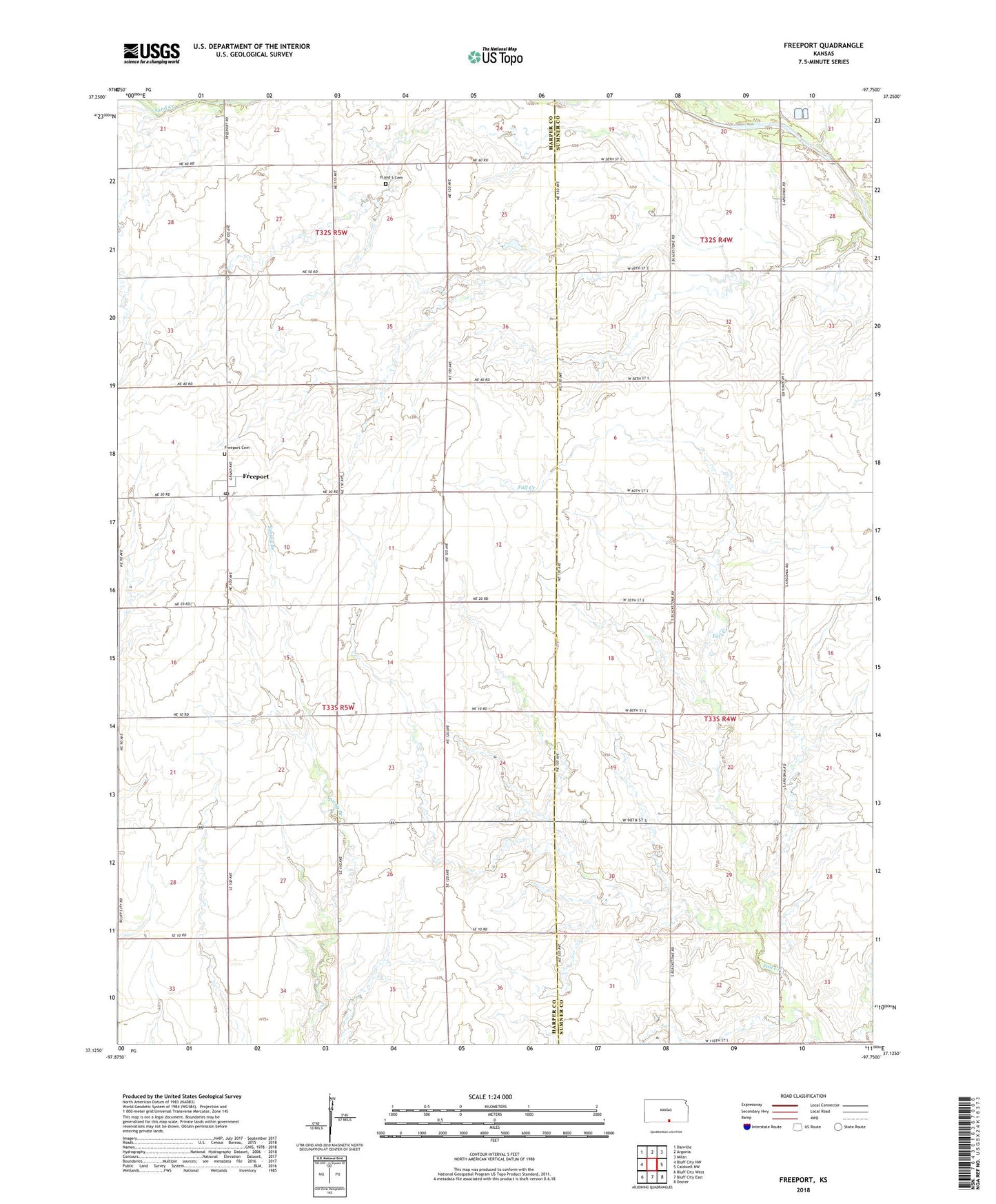 Freeport Kansas US Topo Map Image