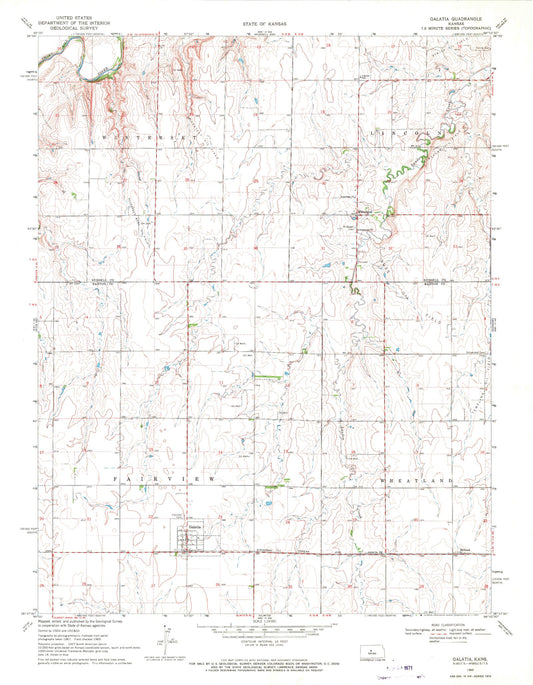 Classic USGS Galatia Kansas 7.5'x7.5' Topo Map Image