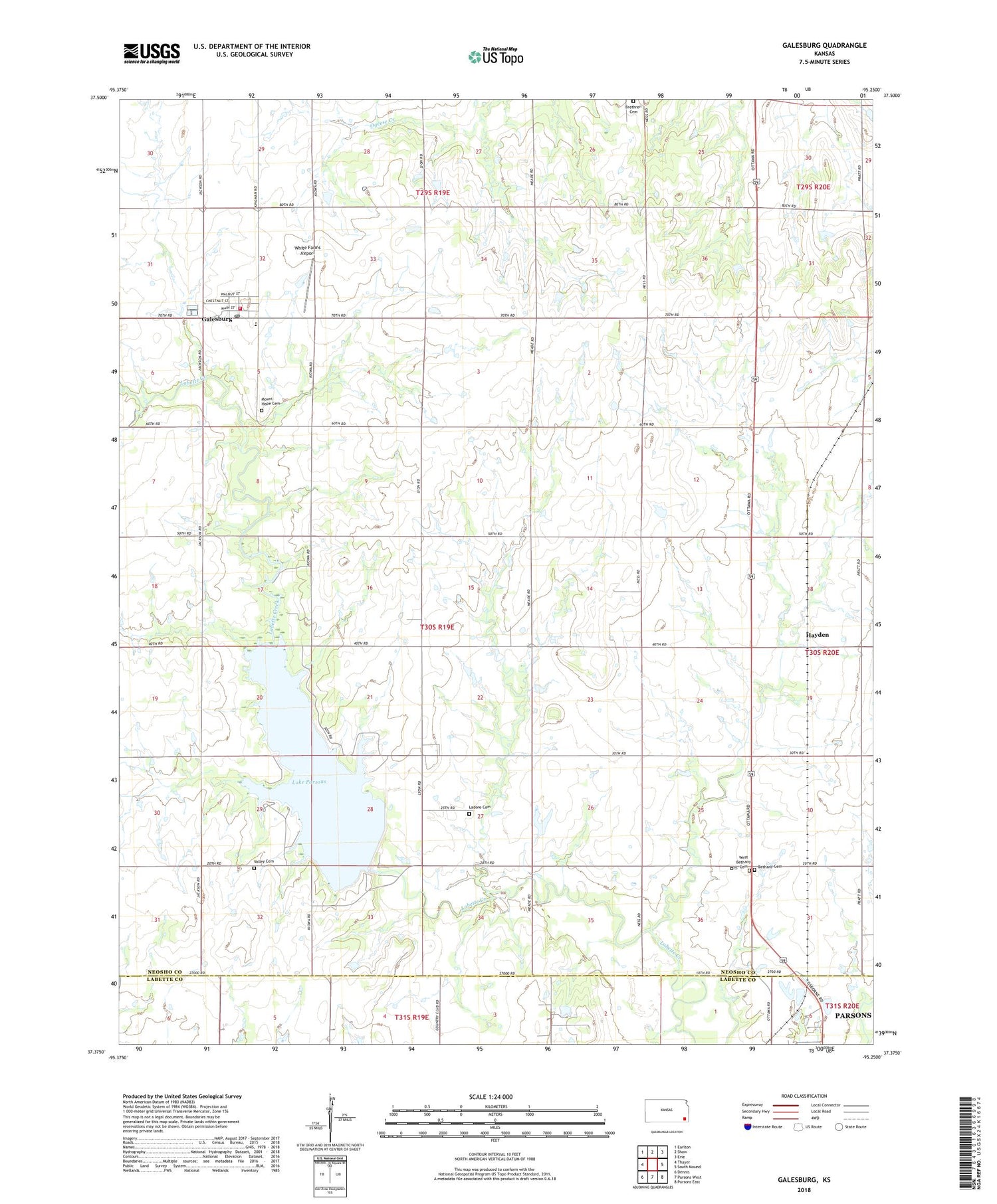 Galesburg Kansas US Topo Map Image