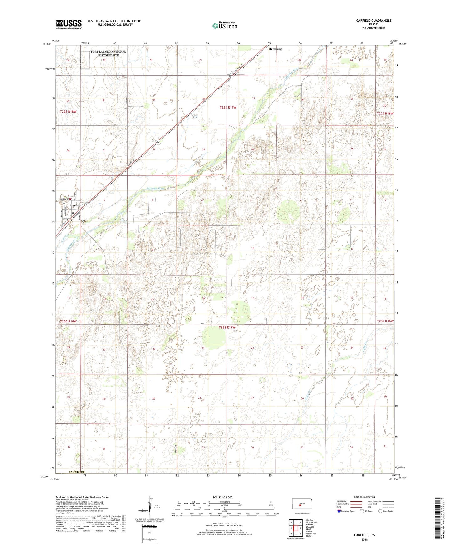 Garfield Kansas US Topo Map Image