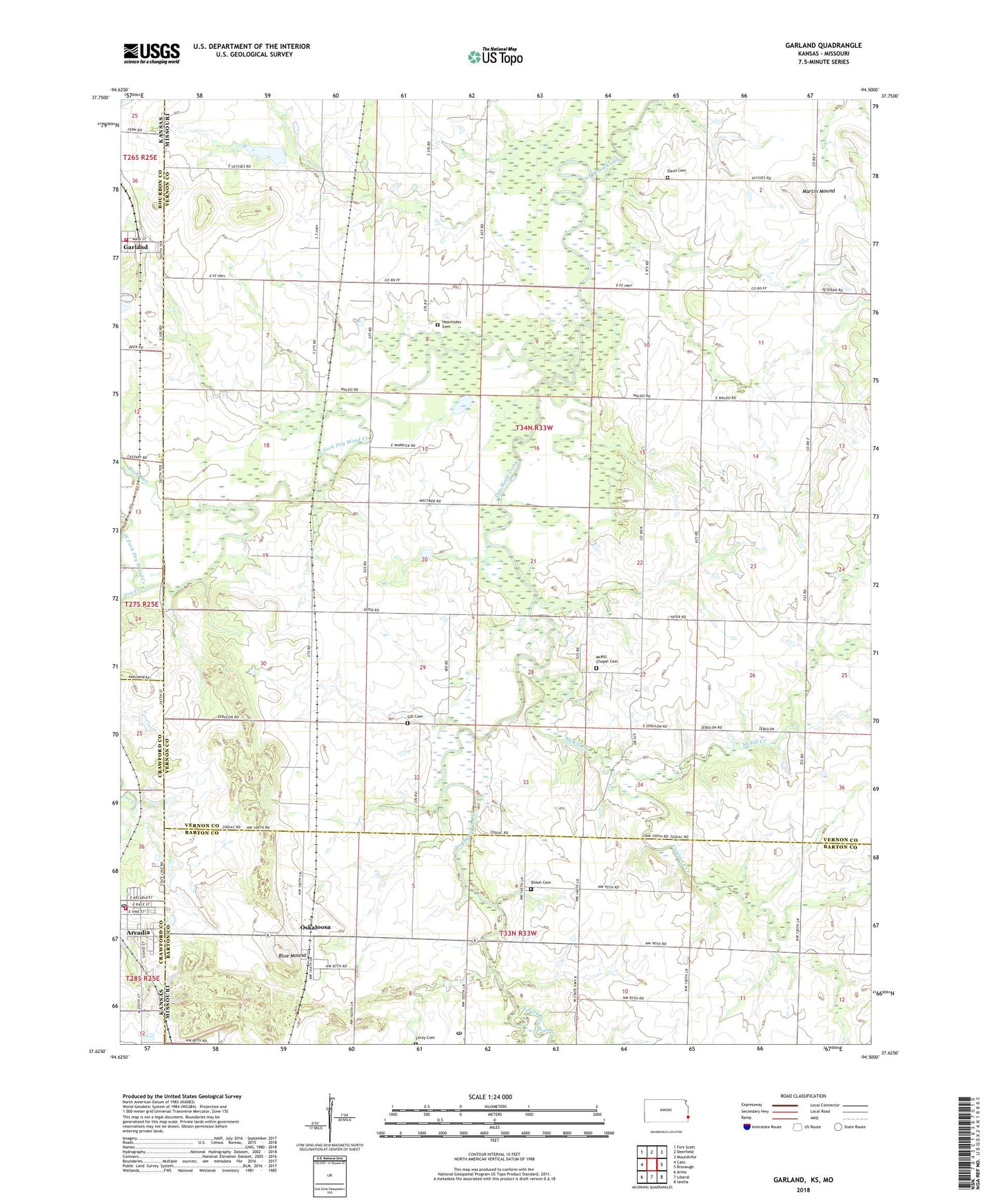 Garland Kansas US Topo Map Image