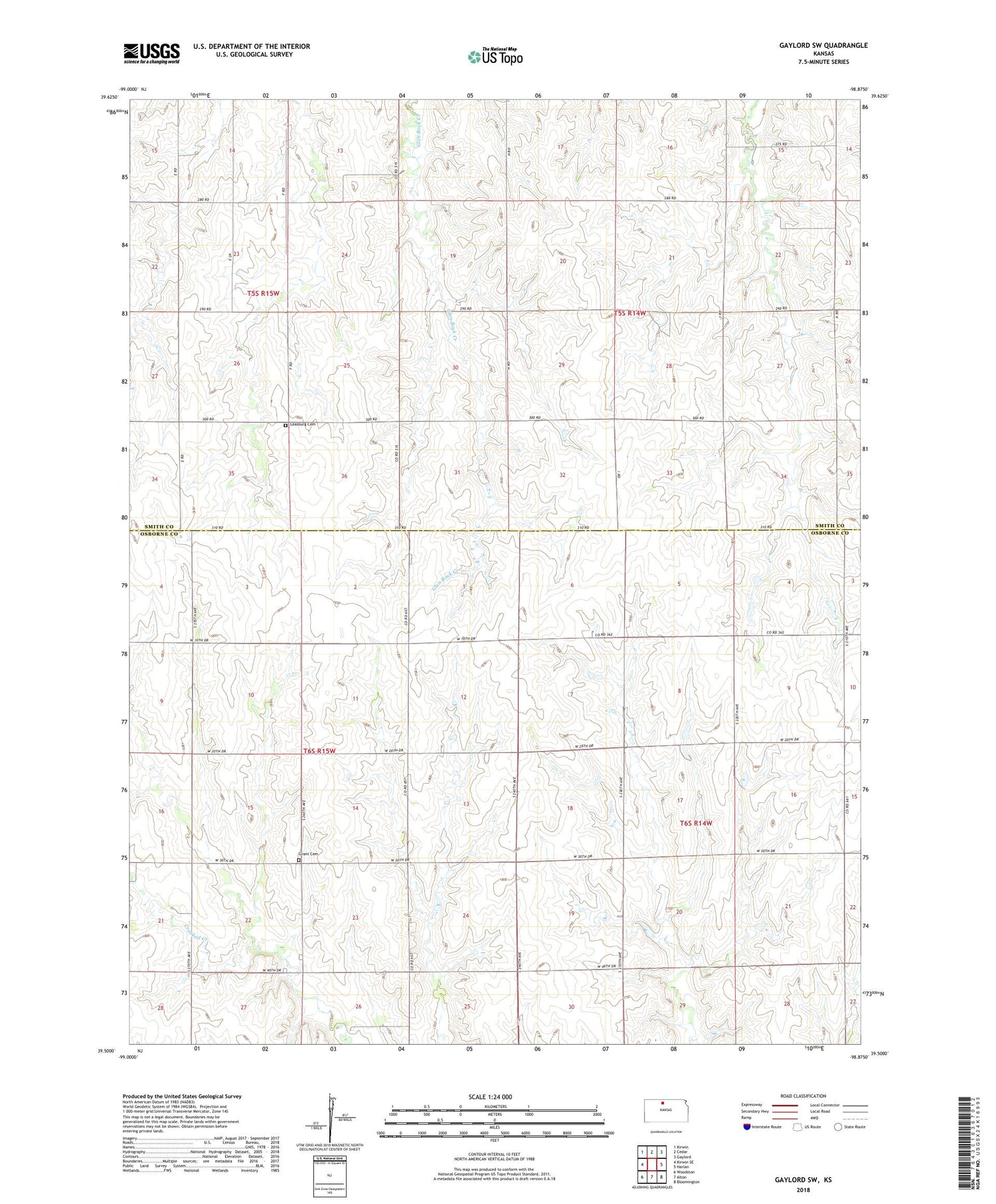 Gaylord SW Kansas US Topo Map Image