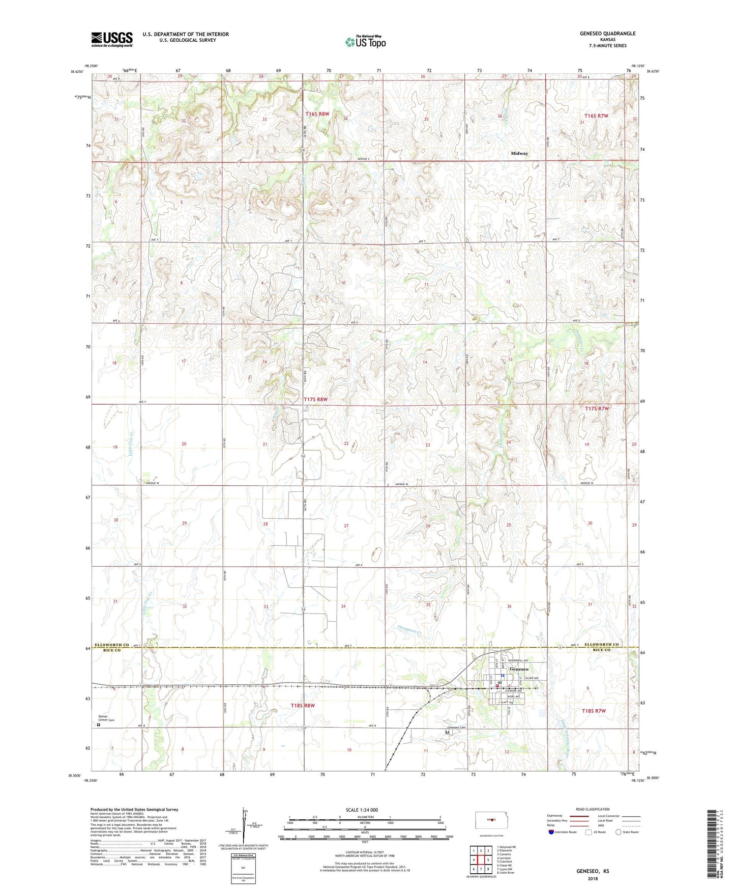 Geneseo Kansas US Topo Map Image