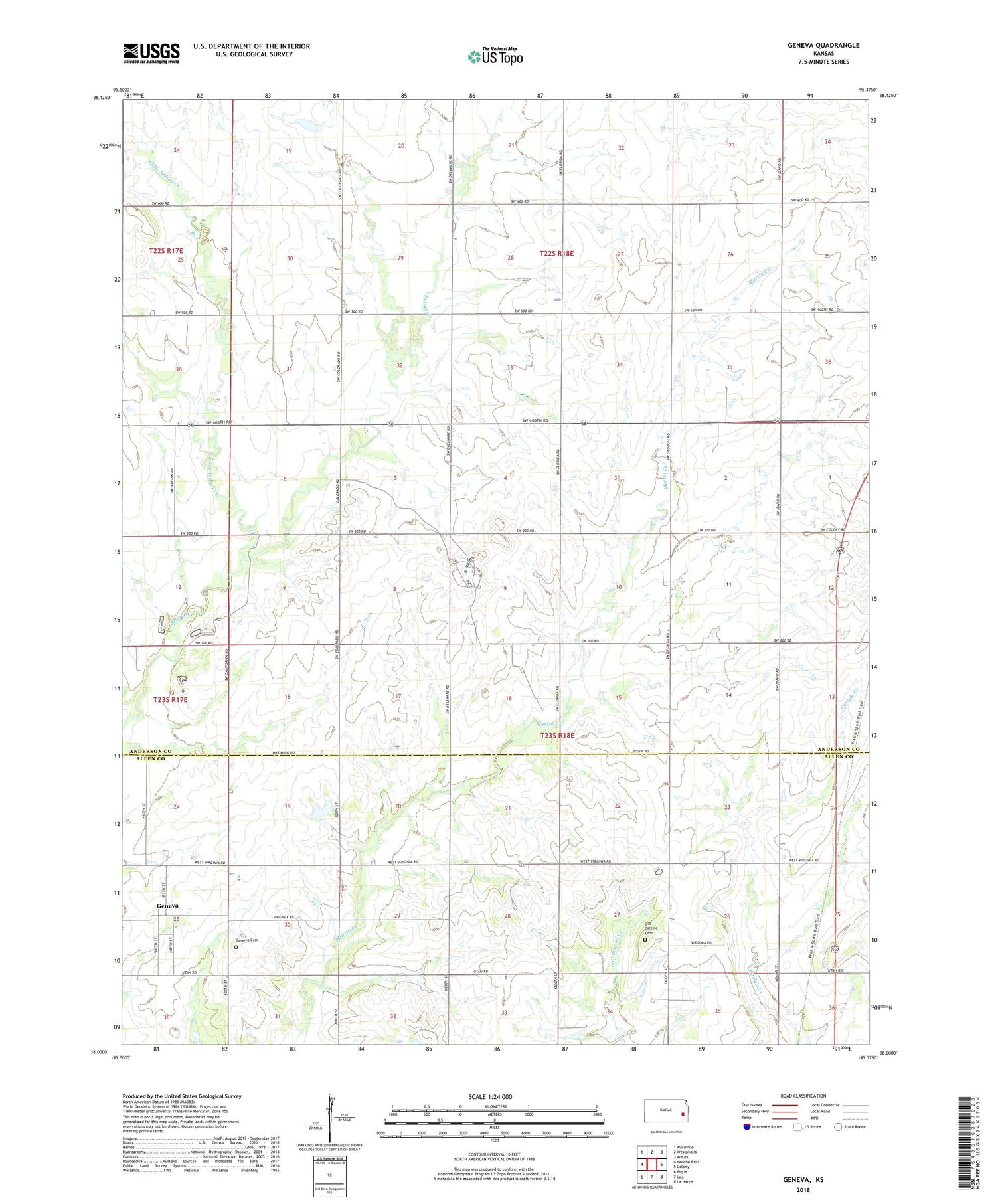 Geneva Kansas US Topo Map Image