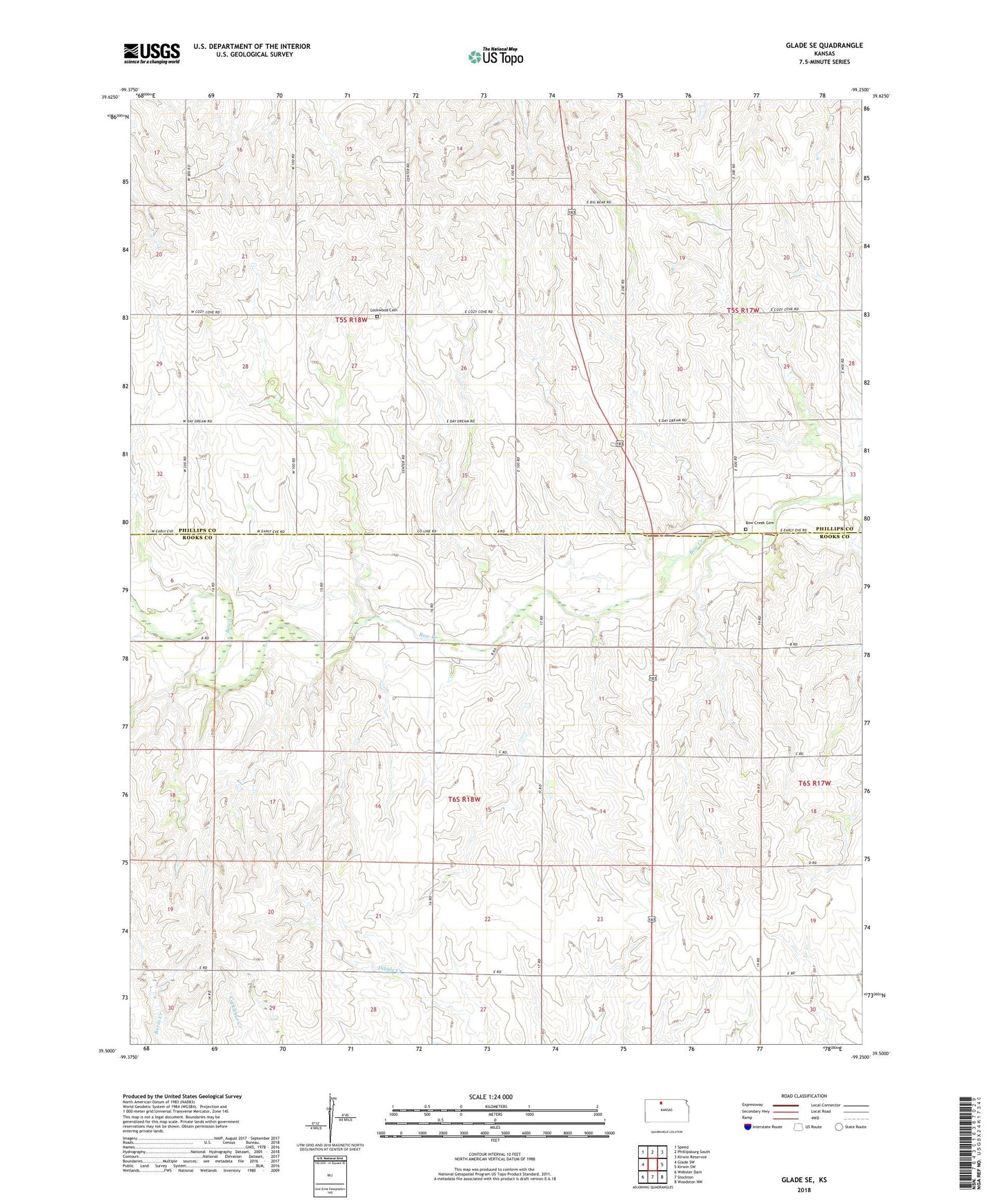Glade SE Kansas US Topo Map Image