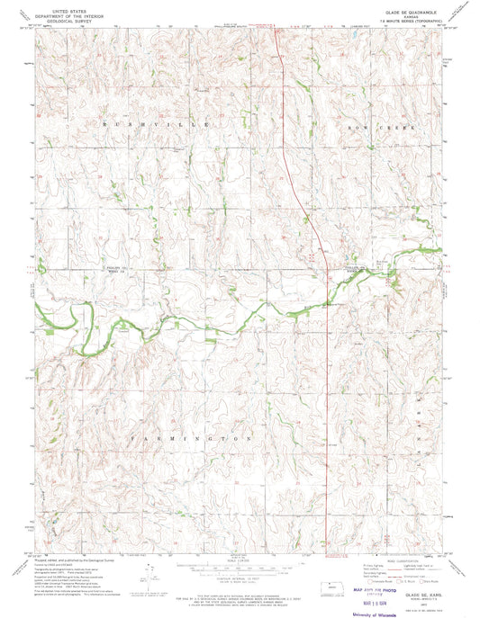 Classic USGS Glade SE Kansas 7.5'x7.5' Topo Map Image