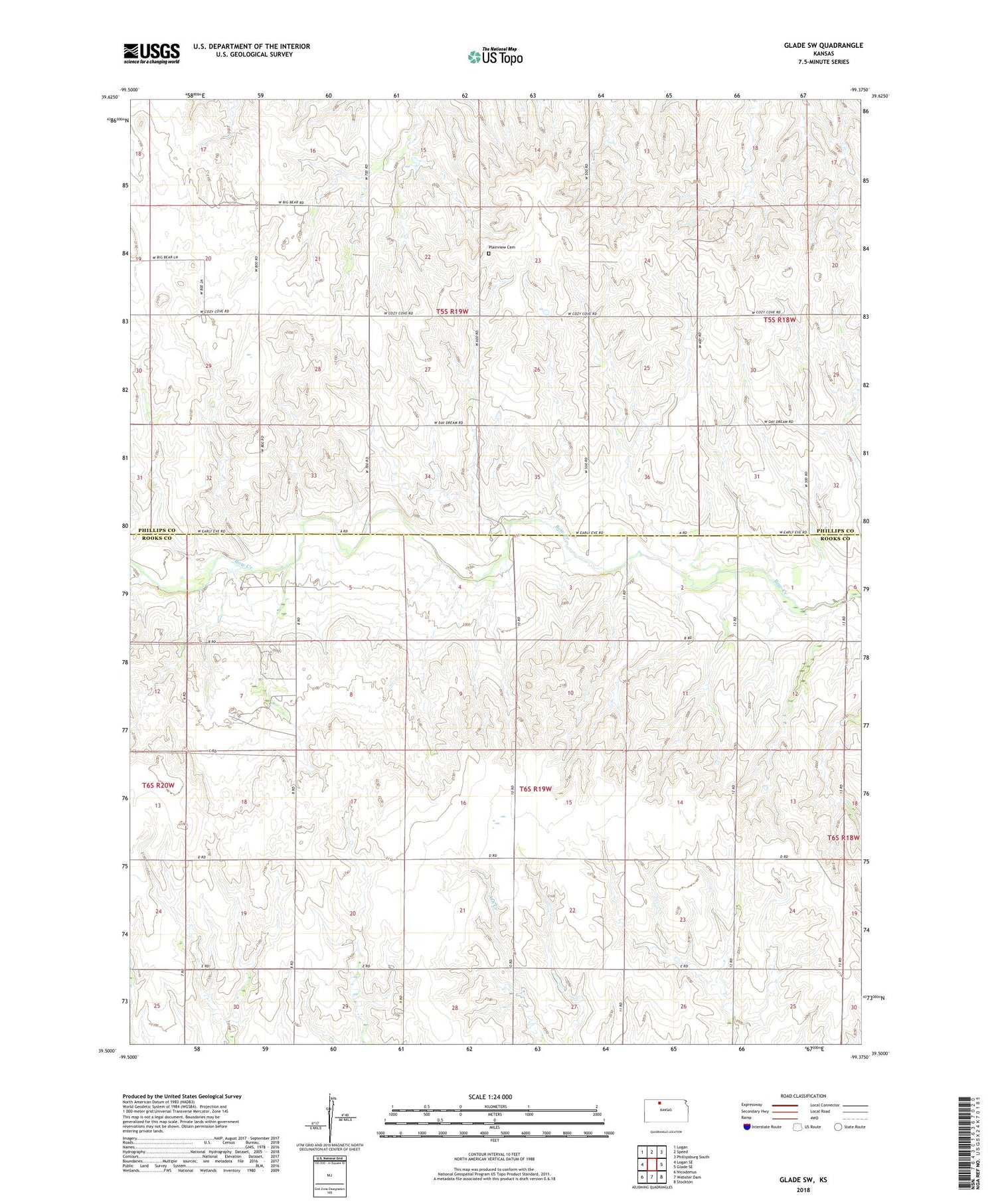 Glade SW Kansas US Topo Map Image