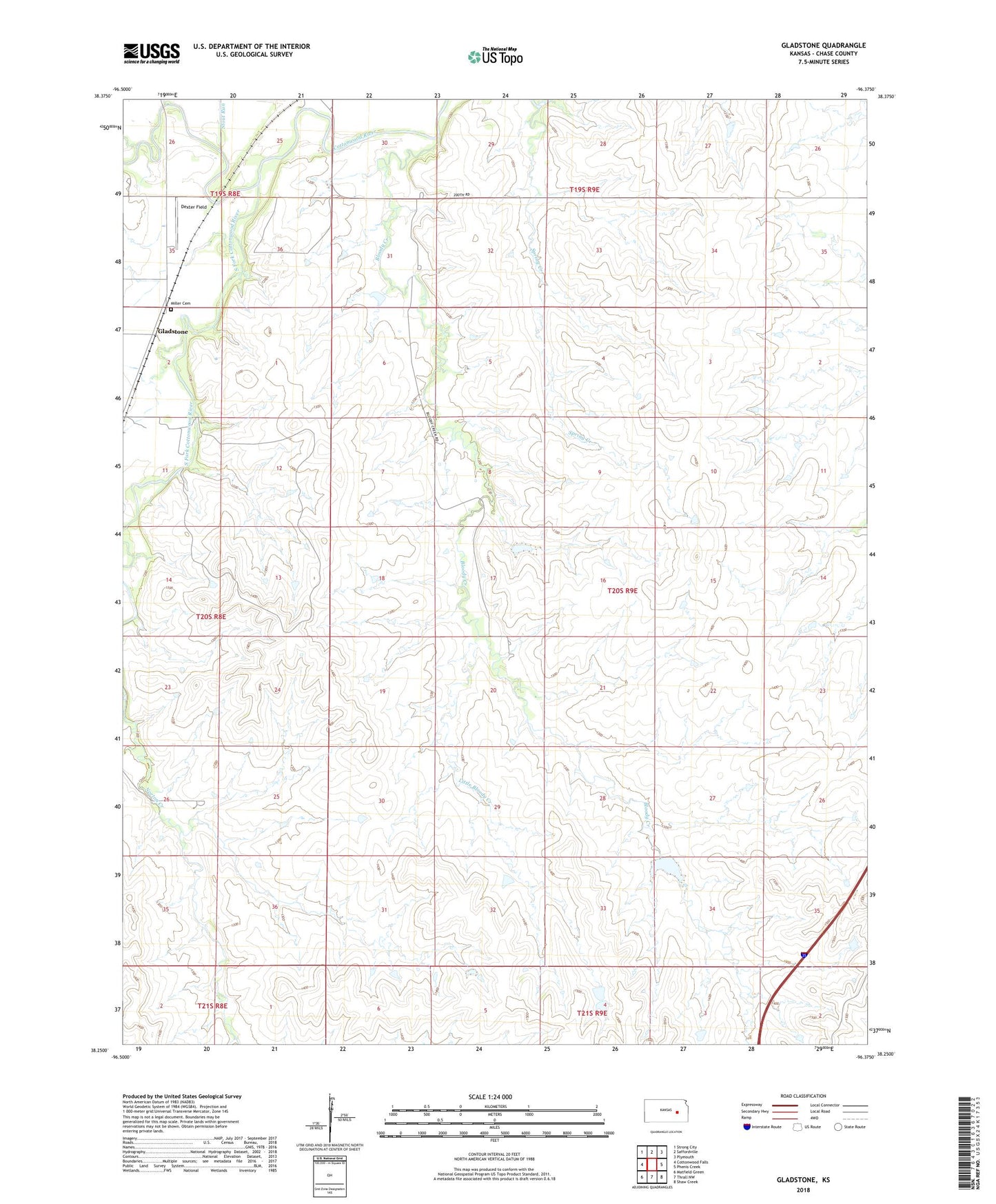 Gladstone Kansas US Topo Map Image