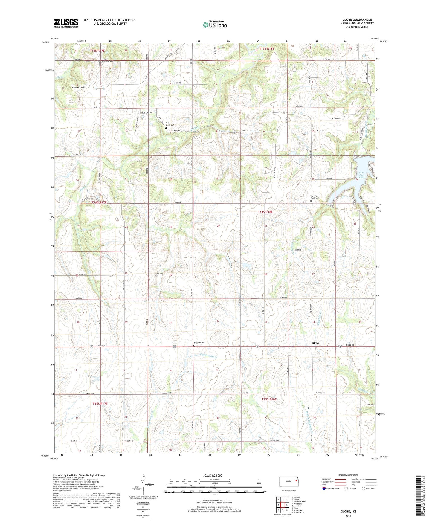 Globe Kansas US Topo Map Image