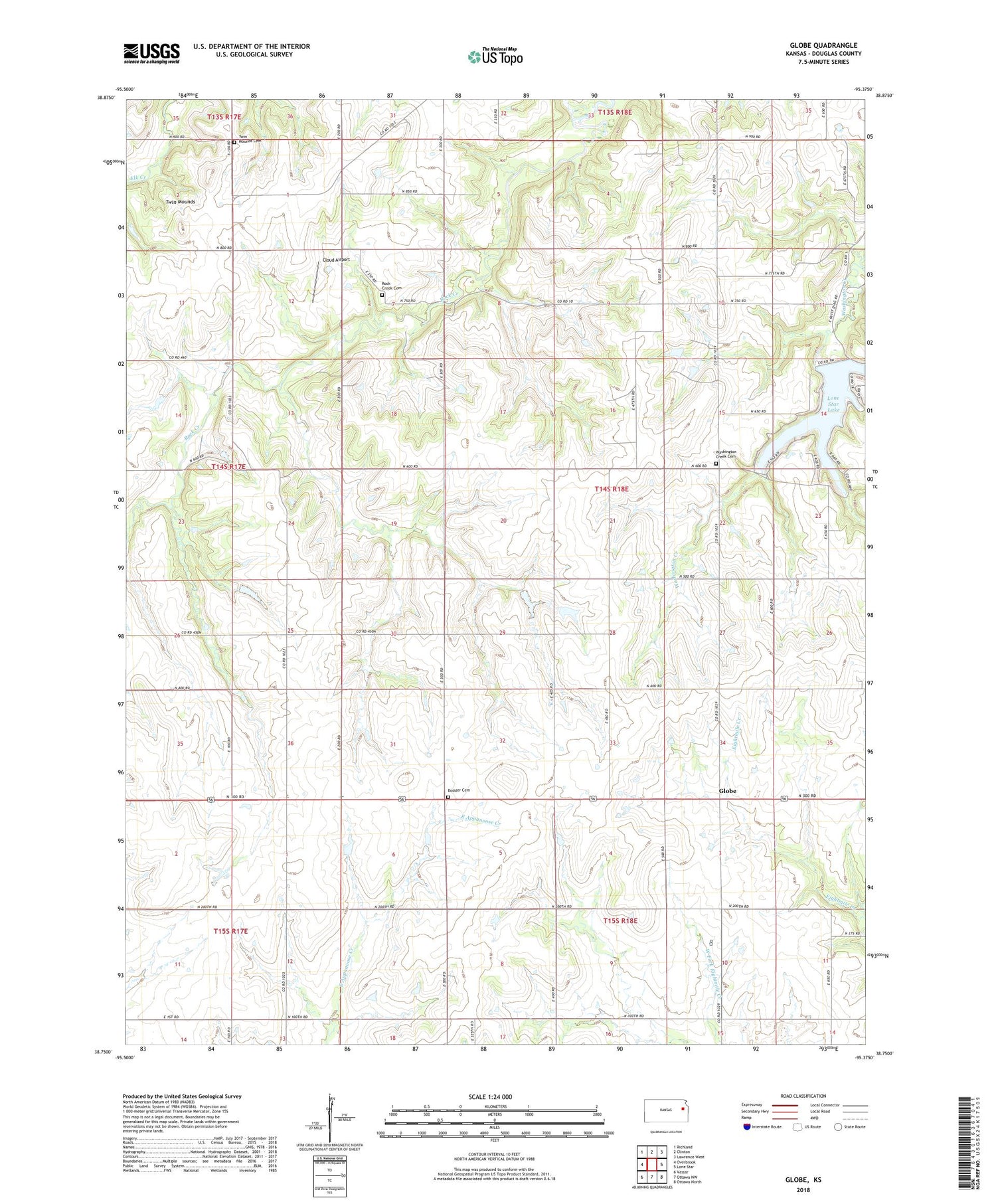 Globe Kansas US Topo Map Image