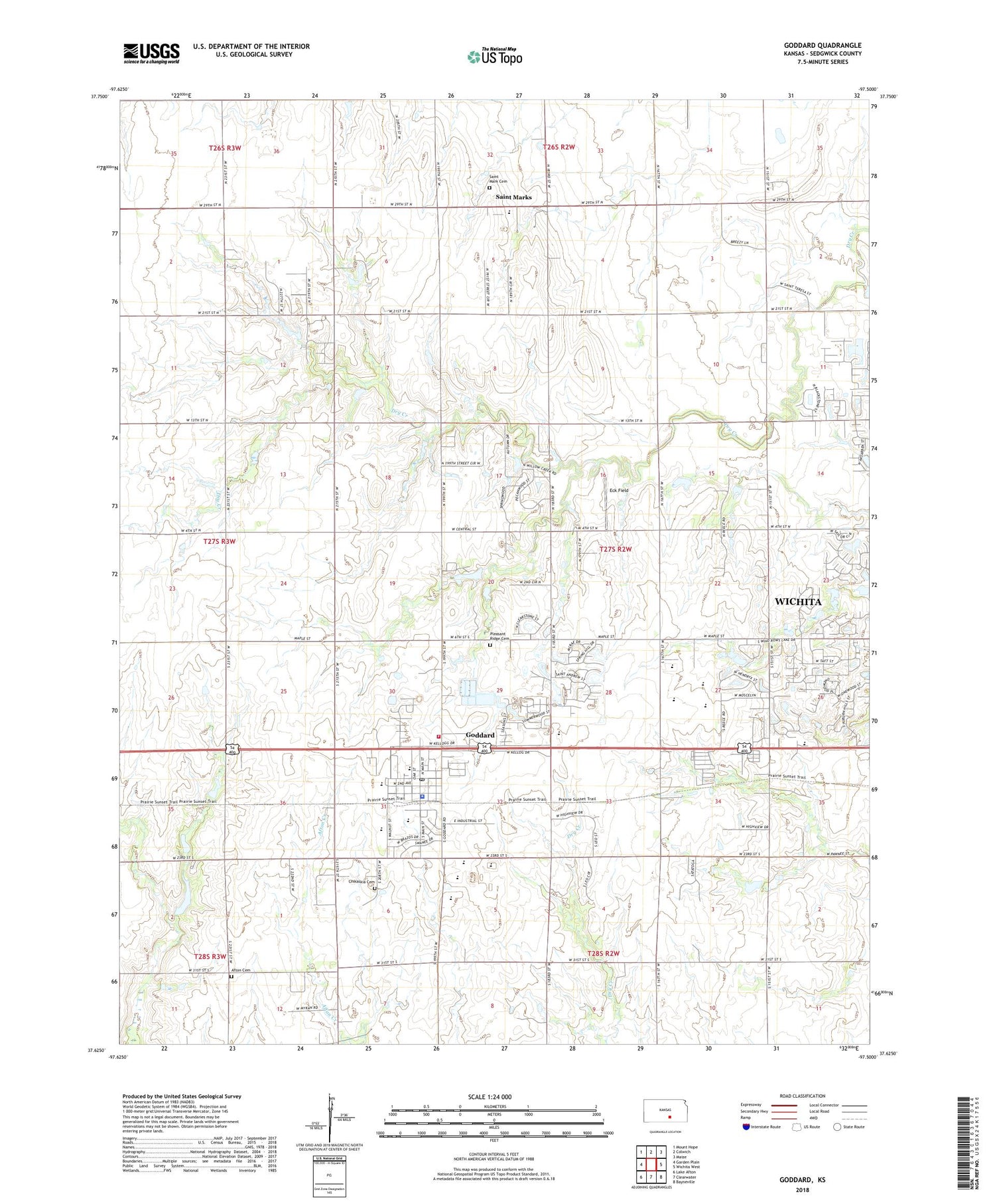 Goddard Kansas US Topo Map Image