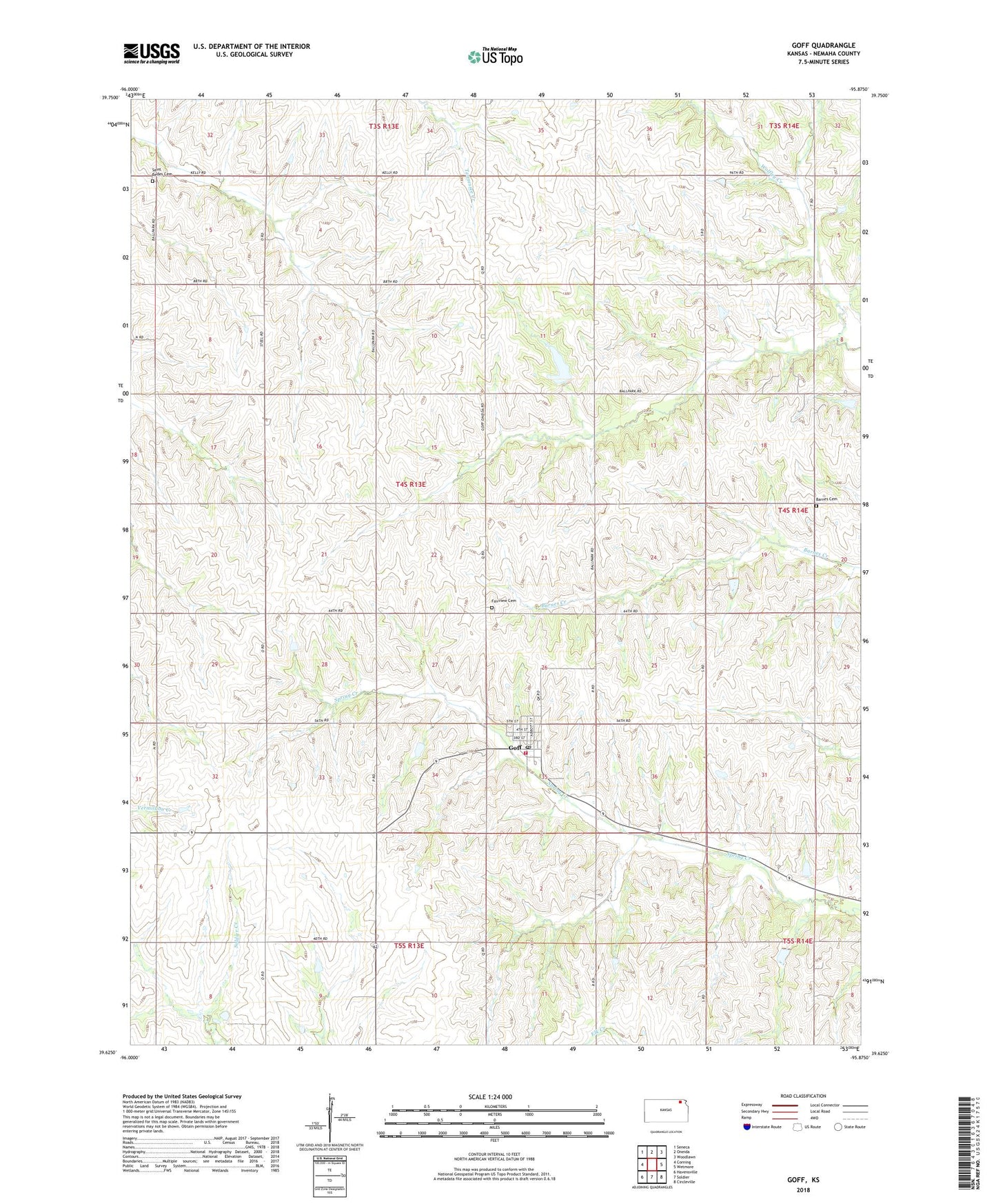 Goff Kansas US Topo Map Image