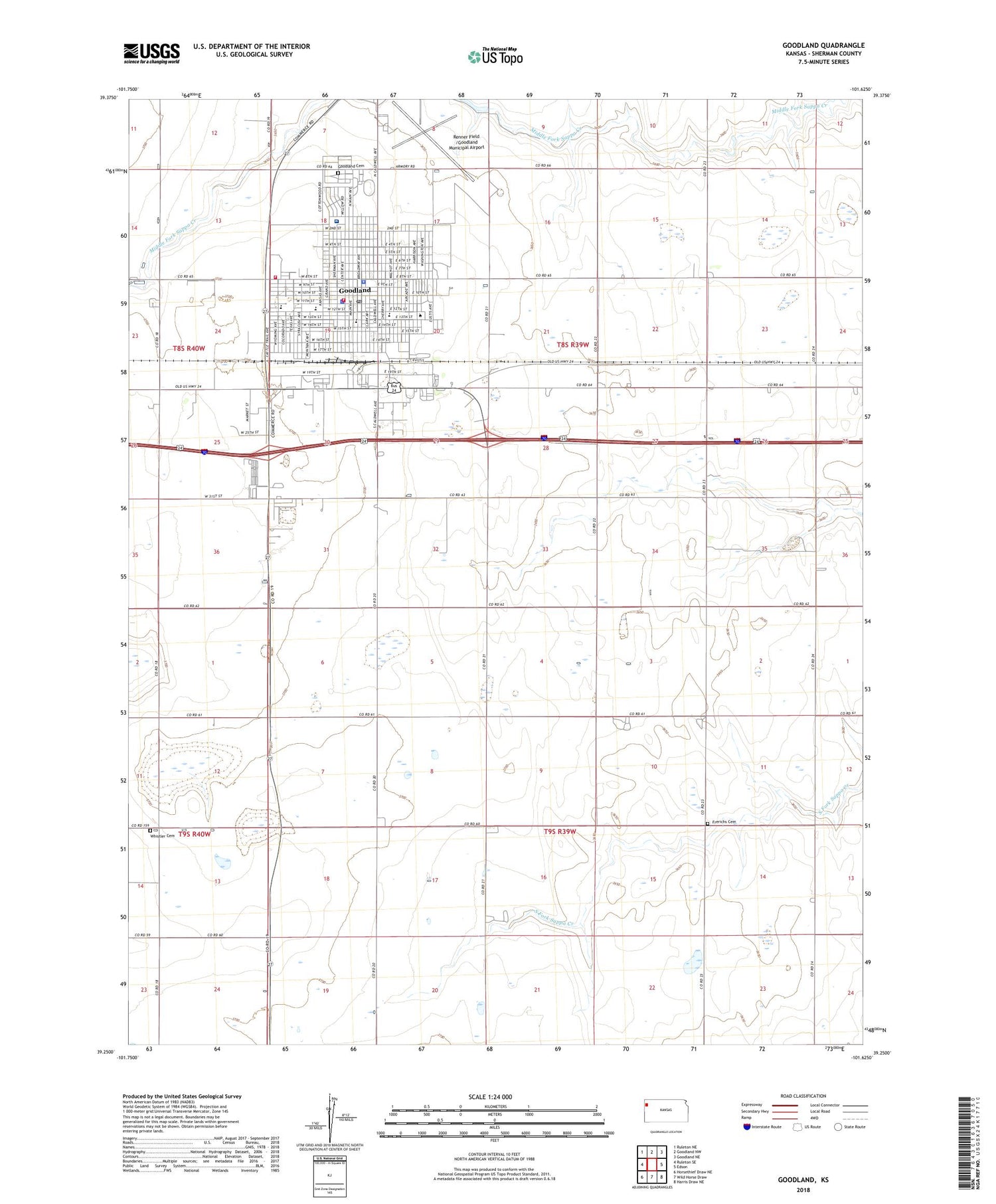 Goodland Kansas US Topo Map Image