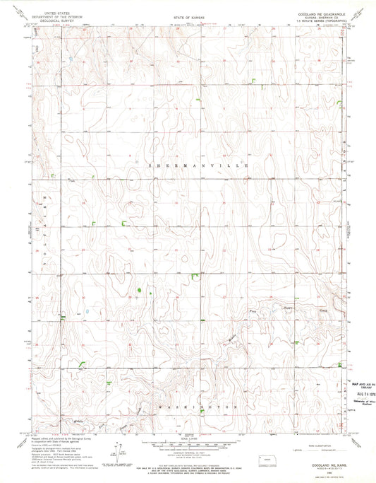 Classic USGS Goodland NE Kansas 7.5'x7.5' Topo Map Image