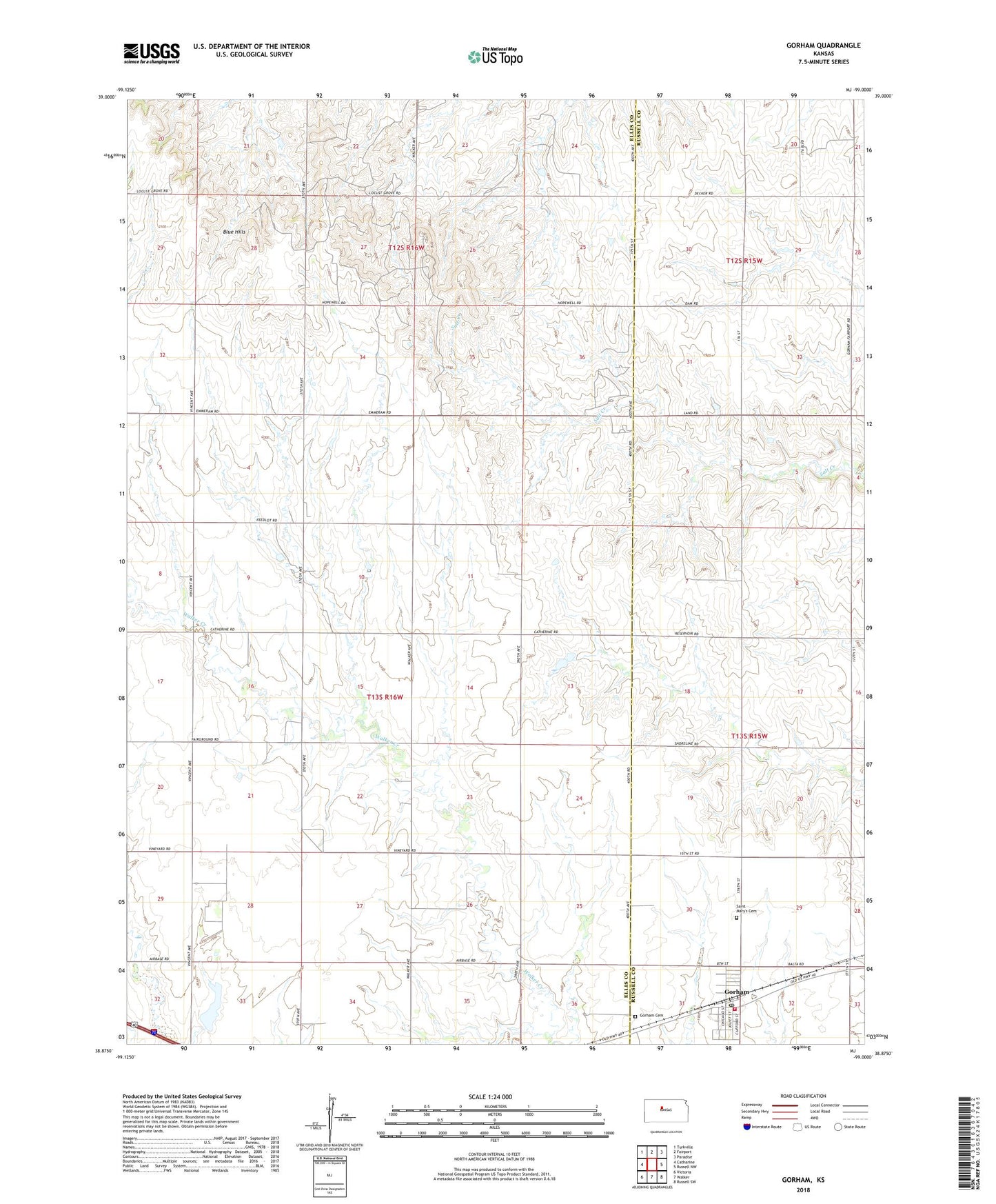 Gorham Kansas US Topo Map Image