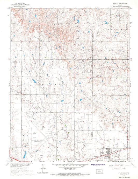 Classic USGS Gorham Kansas 7.5'x7.5' Topo Map Image