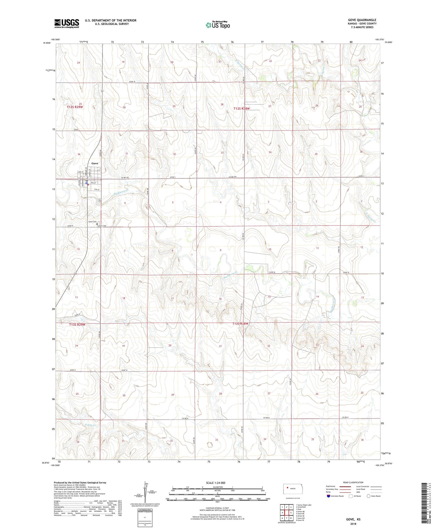 Gove Kansas US Topo Map Image