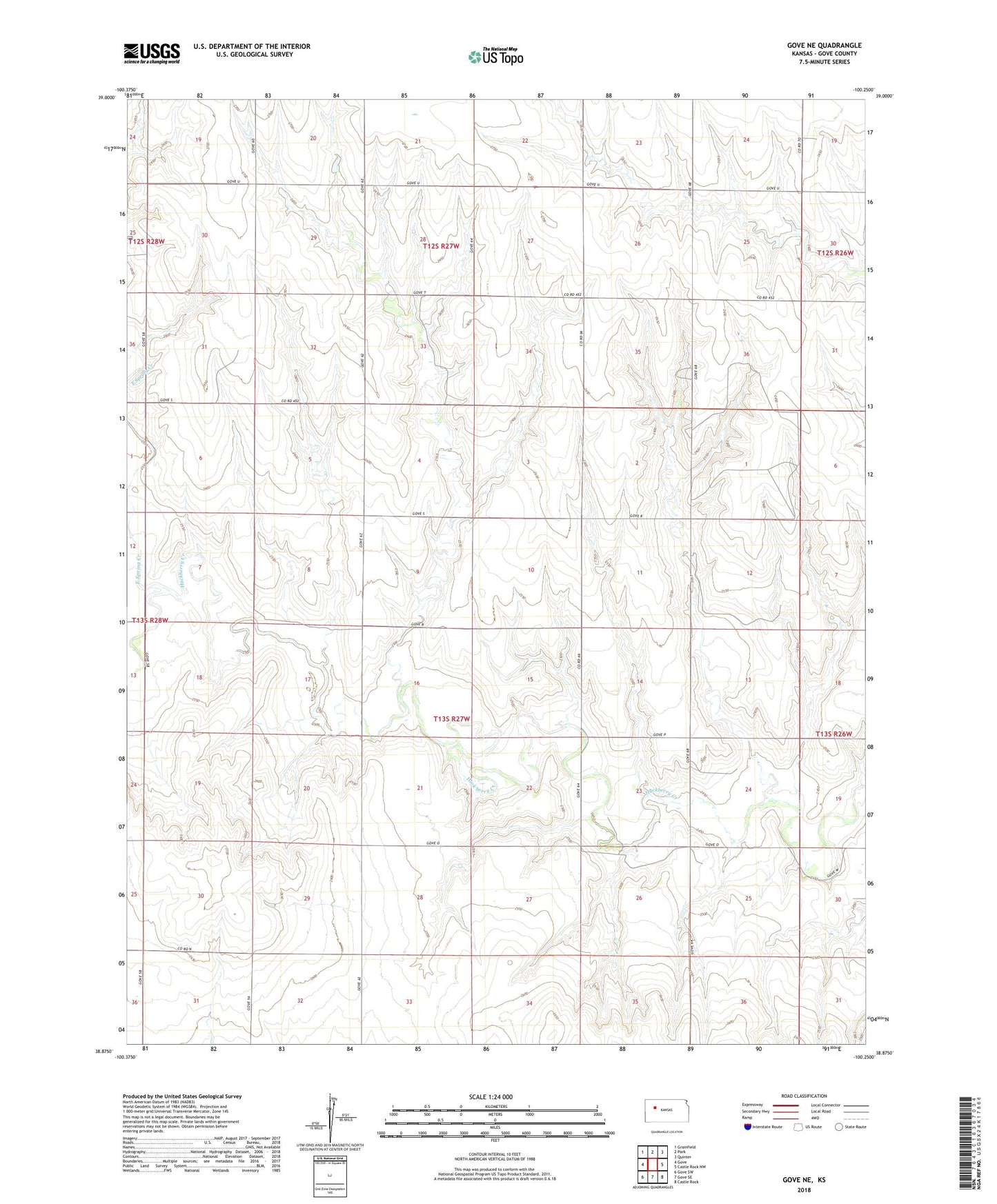 Gove NE Kansas US Topo Map Image