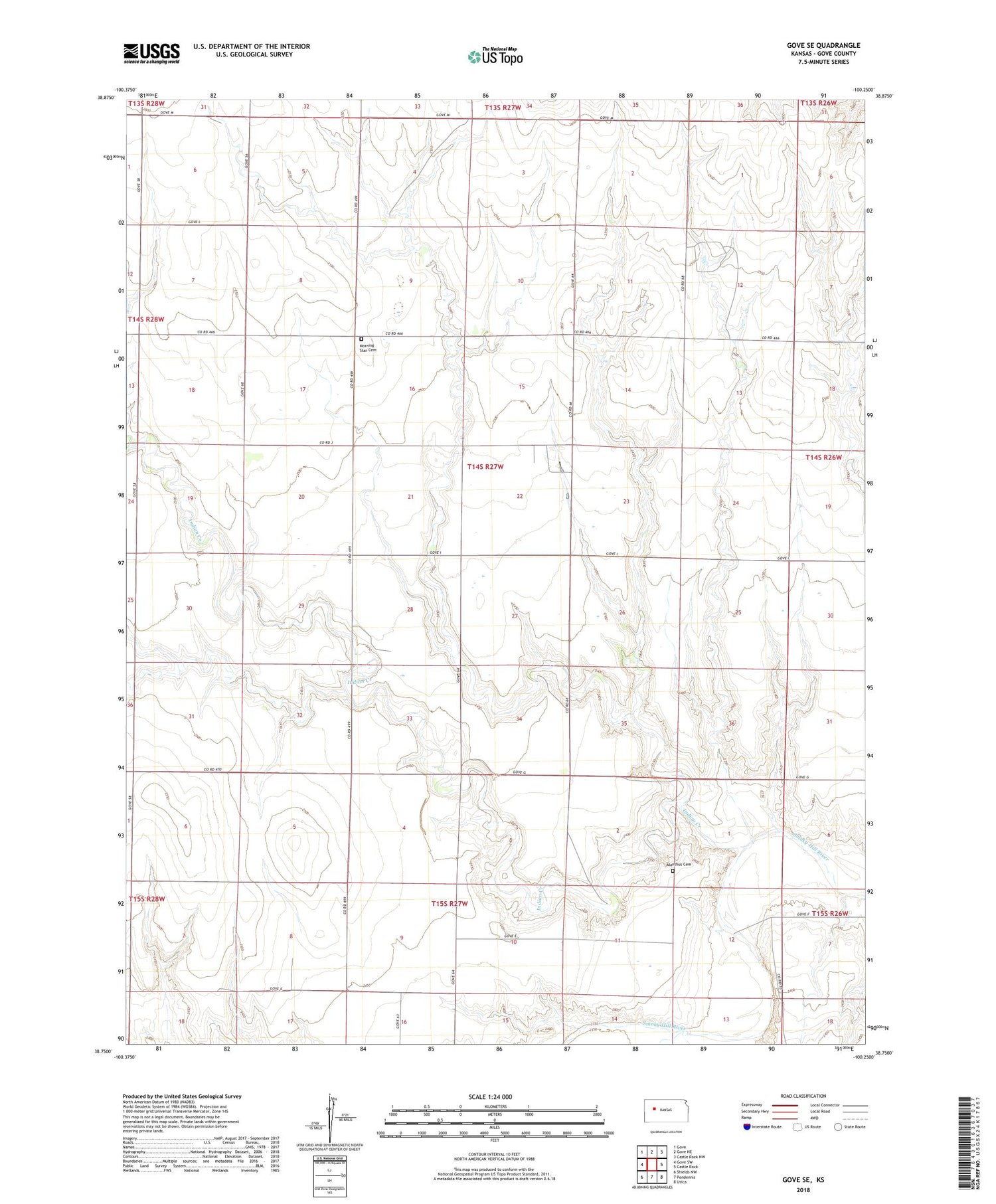 Gove SE Kansas US Topo Map Image