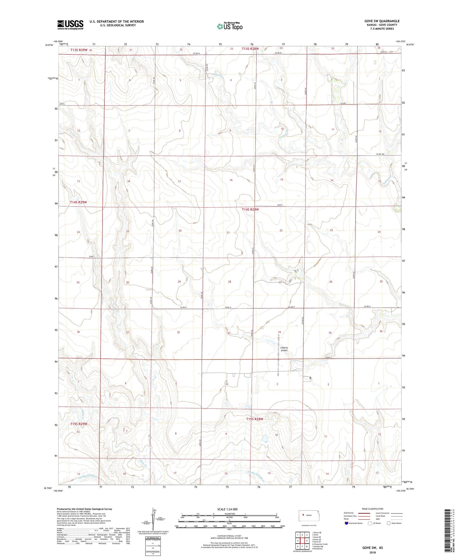 Gove SW Kansas US Topo Map Image