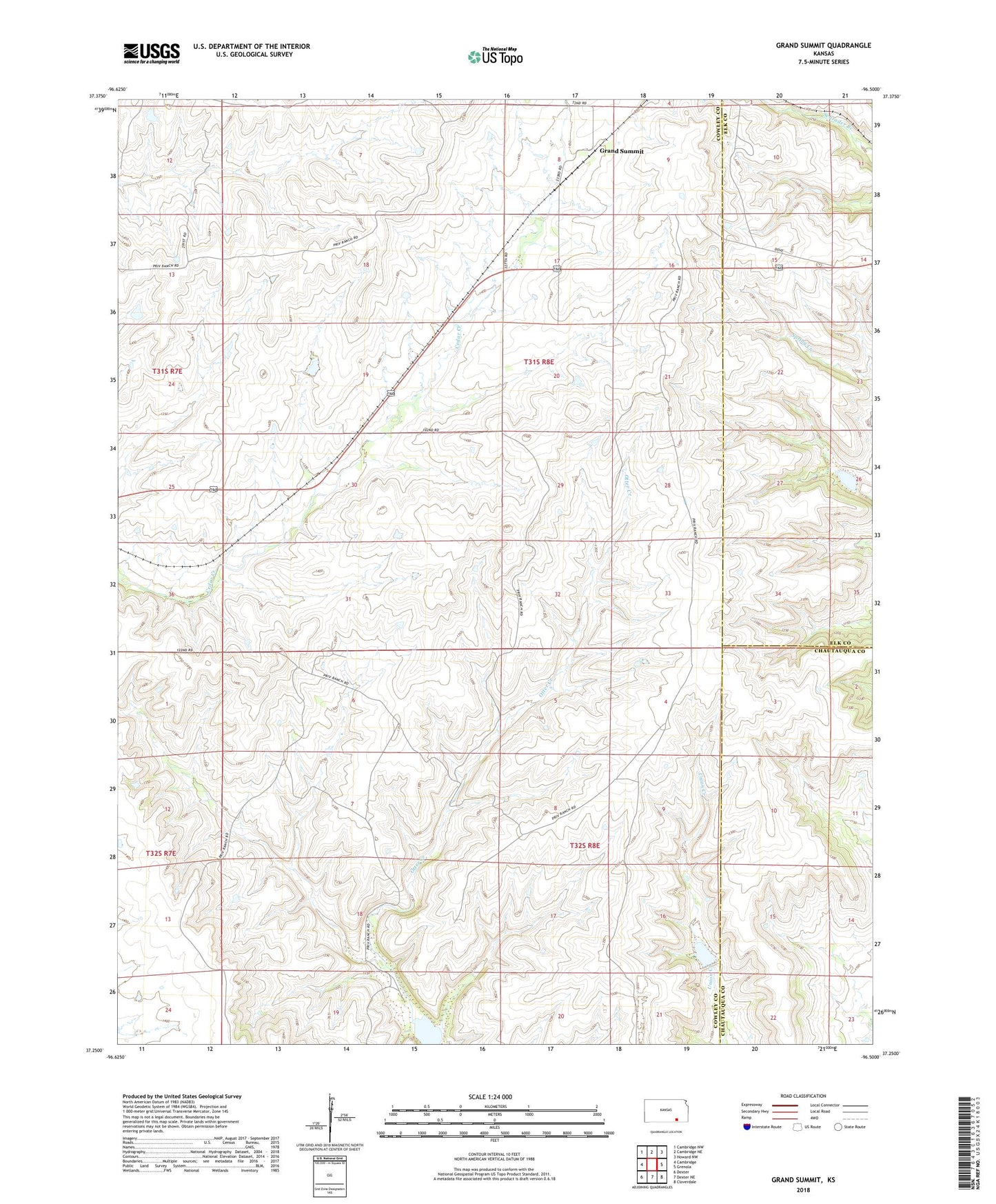 Grand Summit Kansas US Topo Map Image