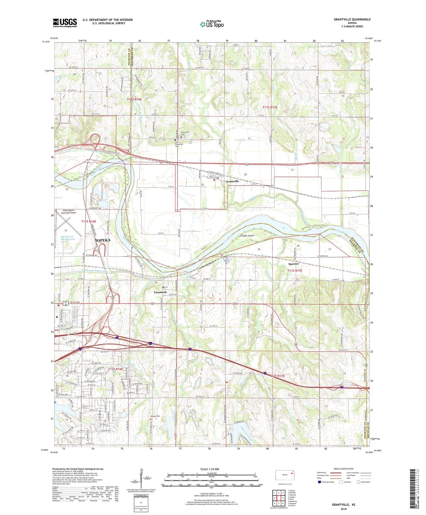 Grantville Kansas US Topo Map Image