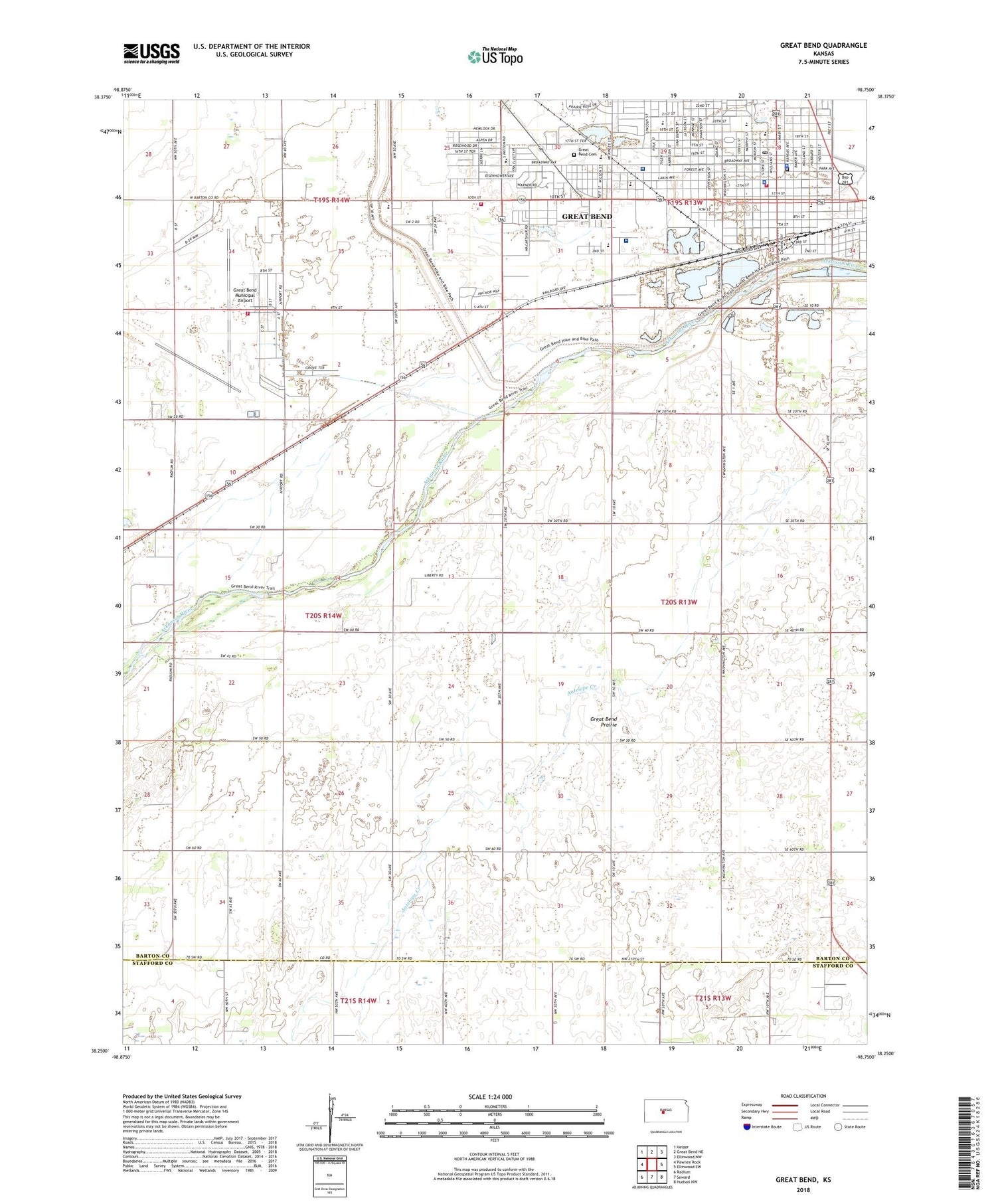 Great Bend Kansas US Topo Map Image
