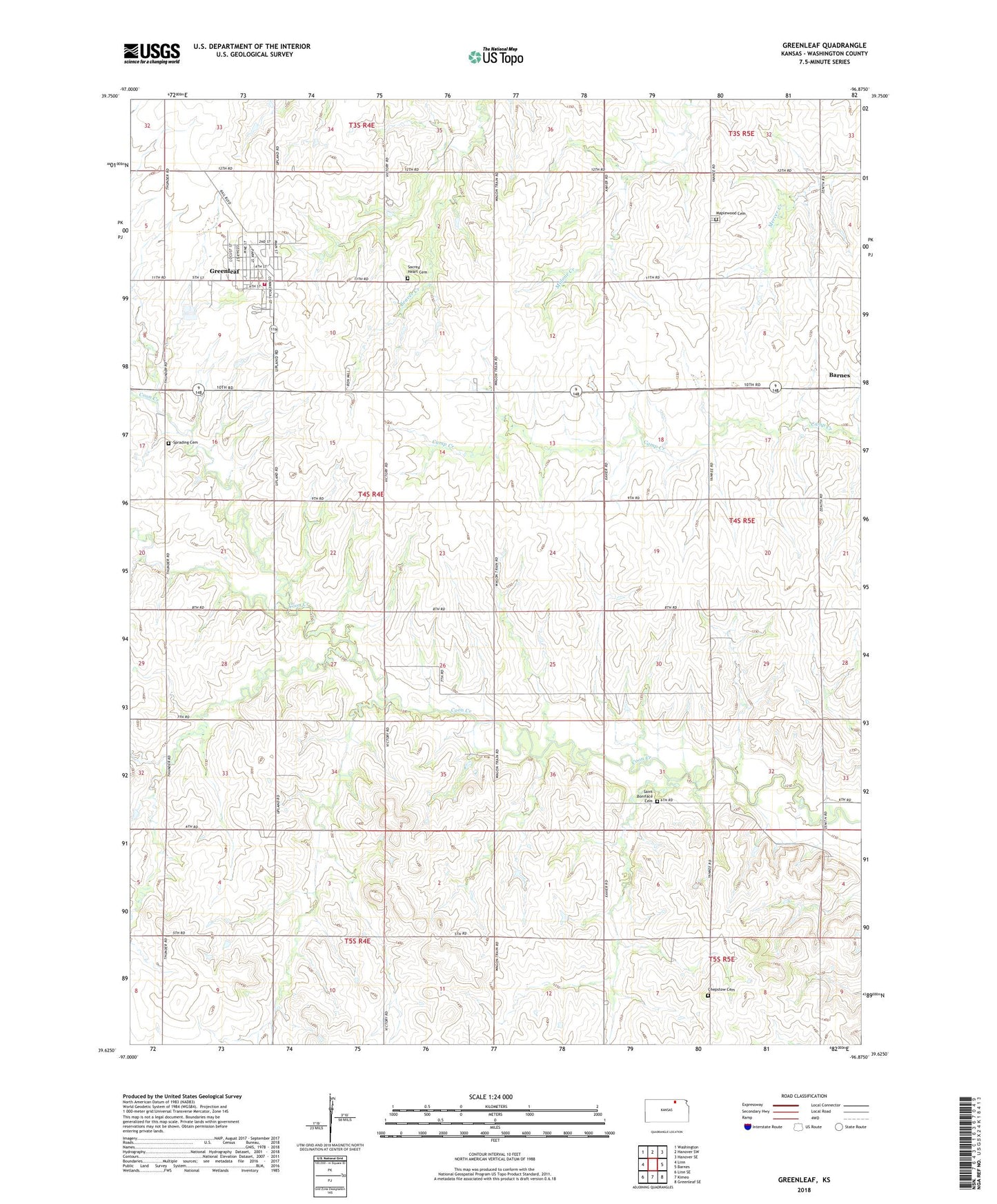 Greenleaf Kansas US Topo Map Image
