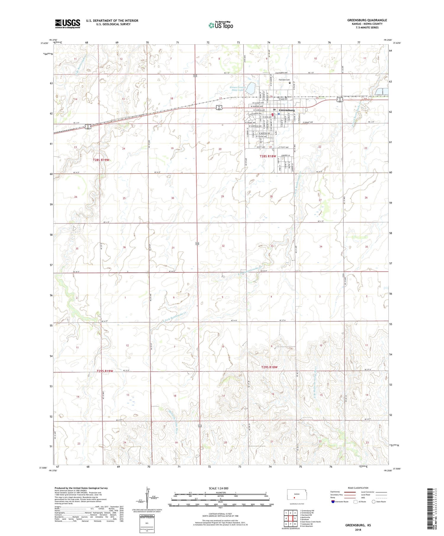 Greensburg Kansas US Topo Map Image