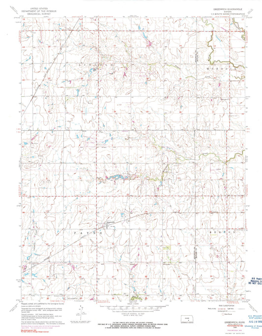 Classic USGS Greenwich Kansas 7.5'x7.5' Topo Map Image