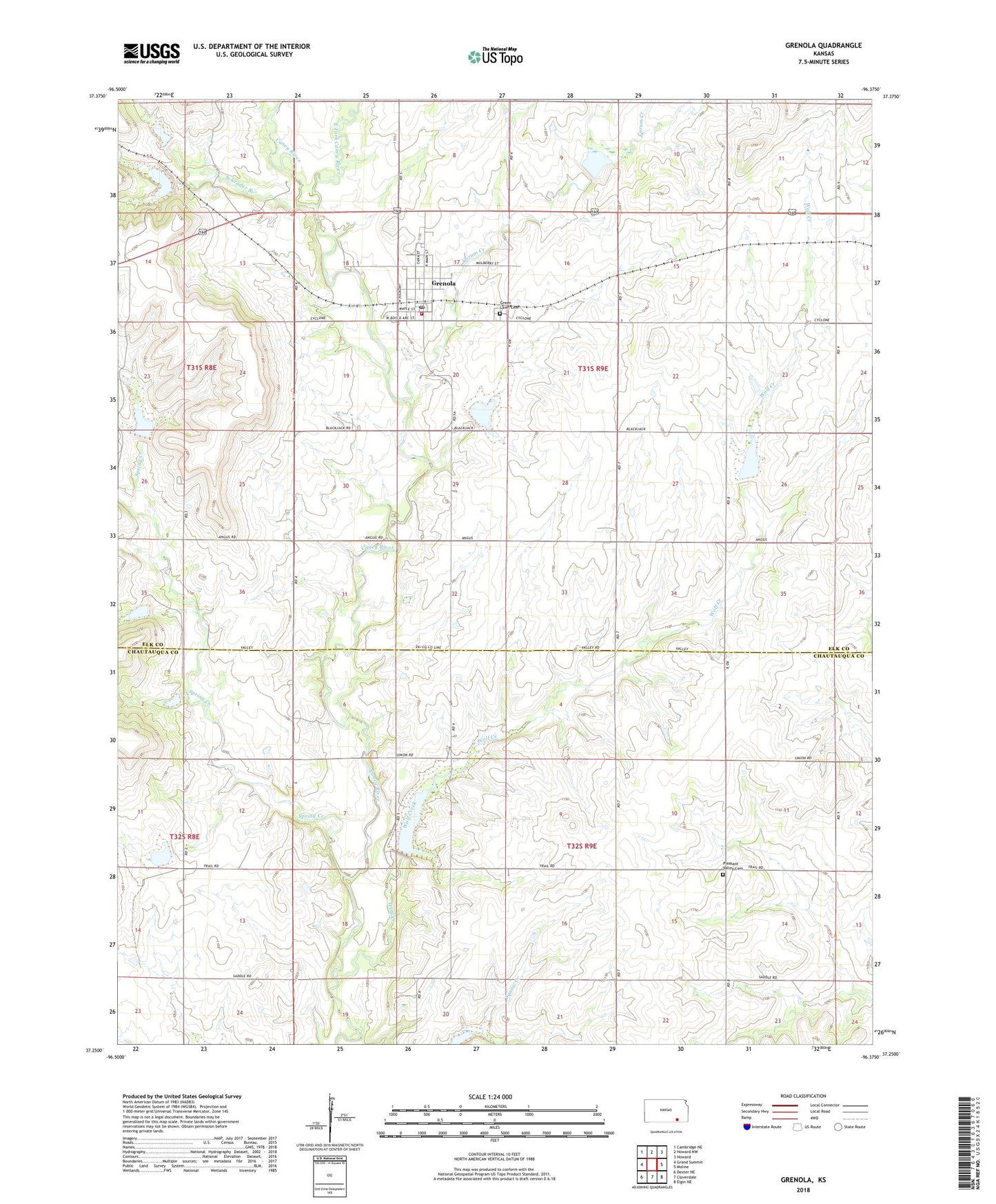 Grenola Kansas US Topo Map Image