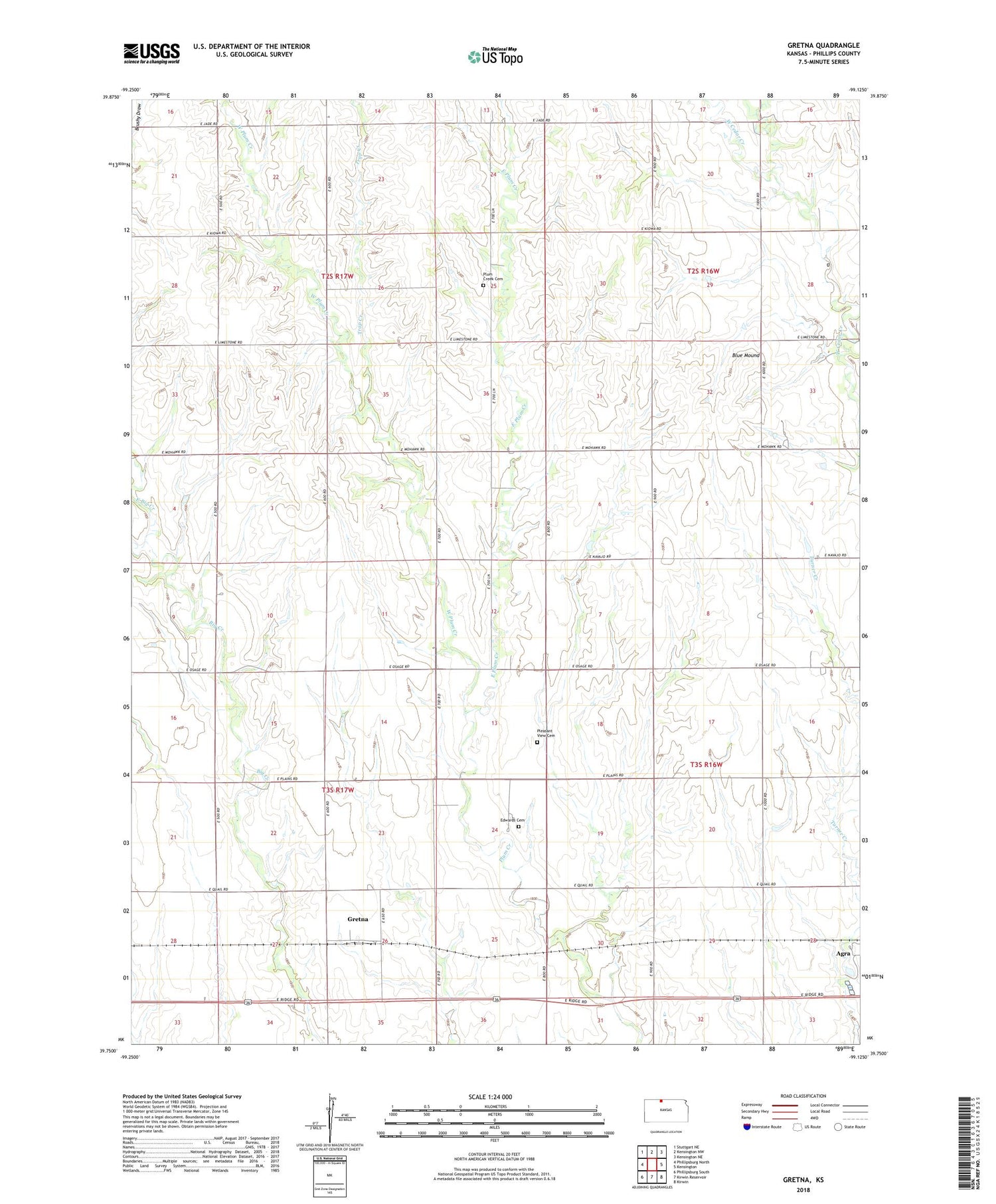 Gretna Kansas US Topo Map Image