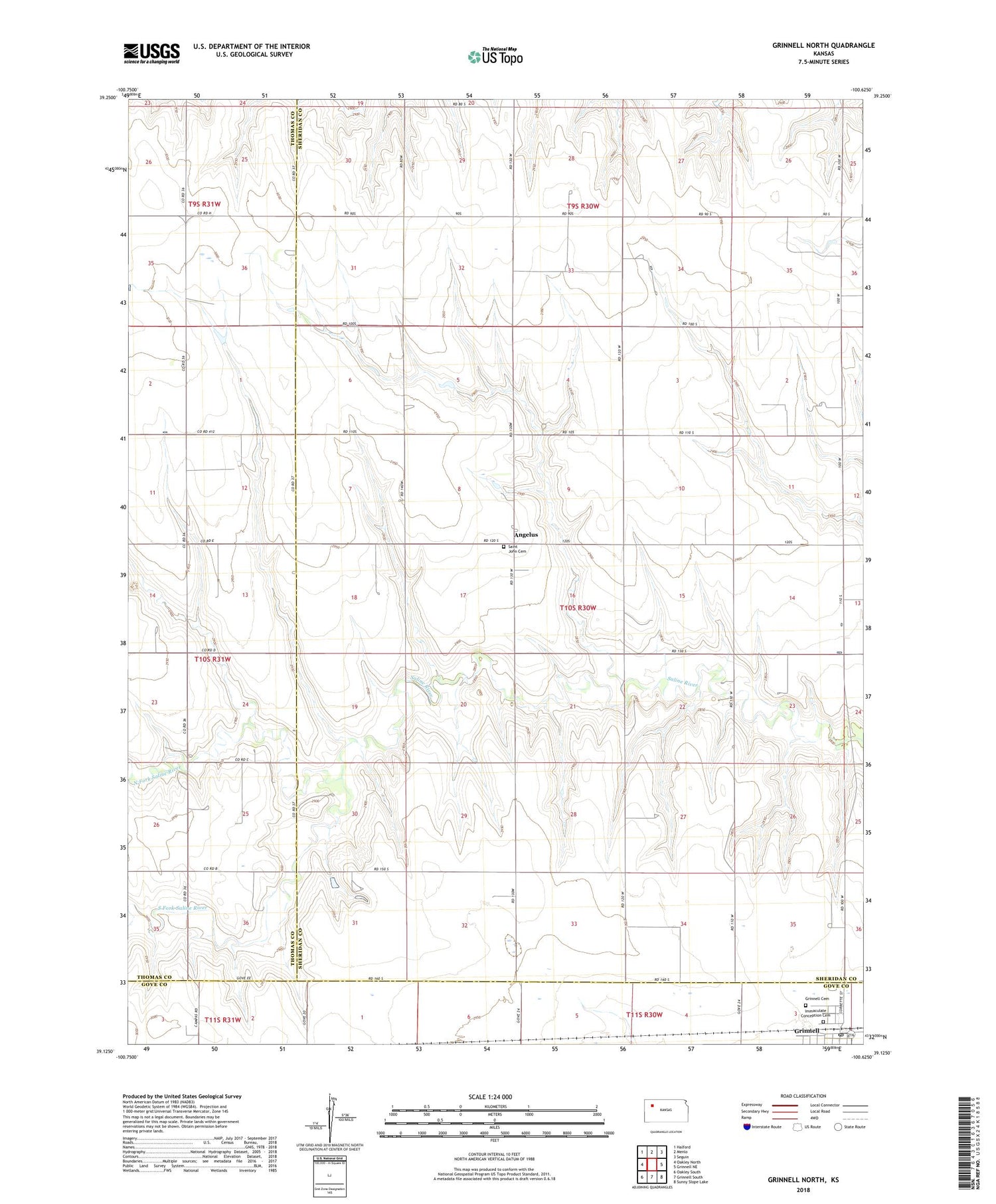 Grinnell North Kansas US Topo Map Image