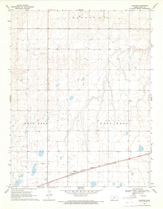 Classic USGS Haggard Kansas 7.5'x7.5' Topo Map Image