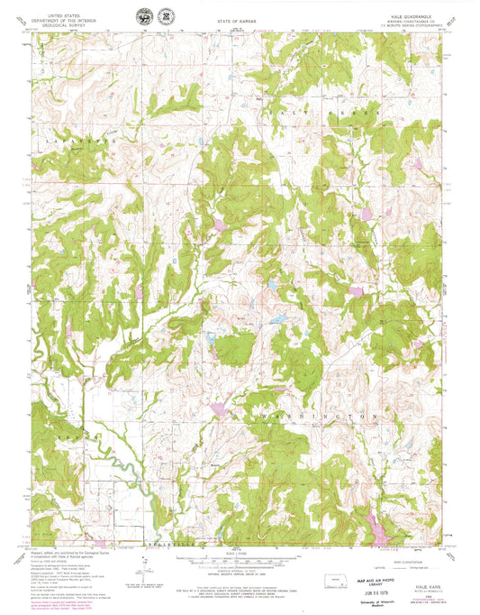 Classic USGS Hale Kansas 7.5'x7.5' Topo Map Image