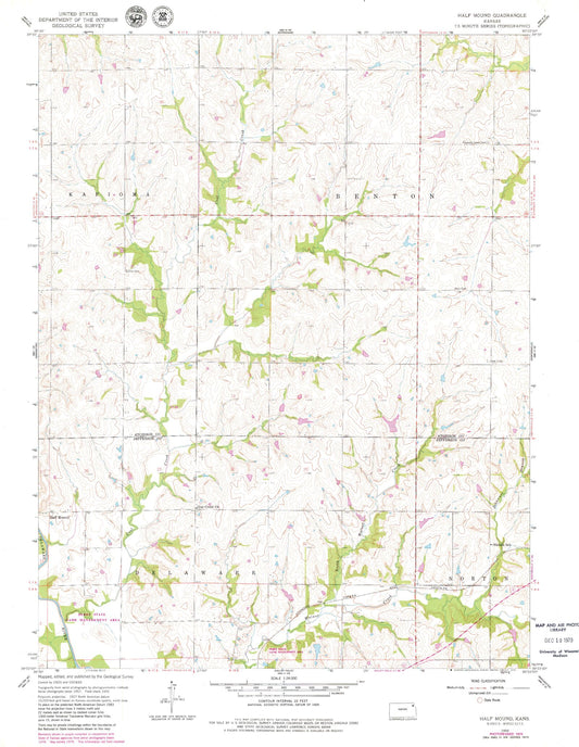 Classic USGS Half Mound Kansas 7.5'x7.5' Topo Map Image