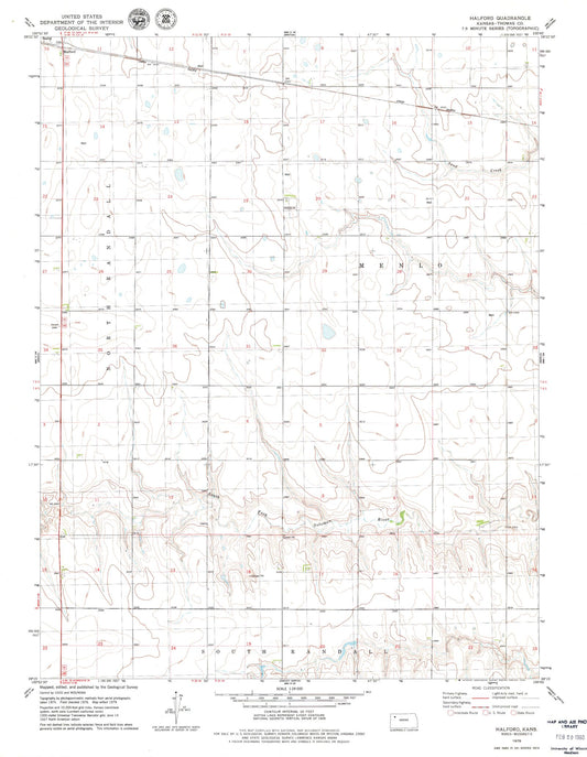 Classic USGS Halford Kansas 7.5'x7.5' Topo Map Image