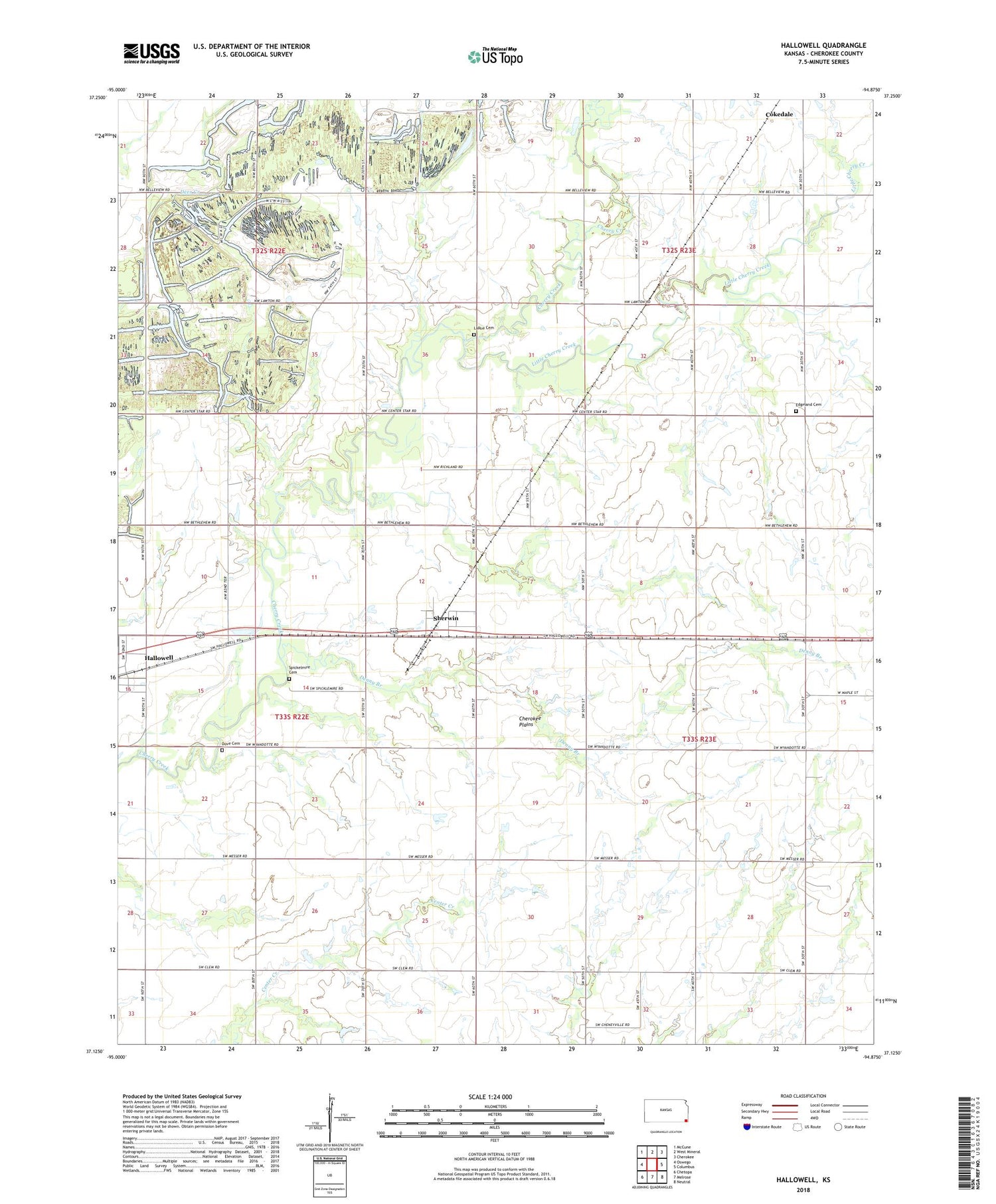 Hallowell Kansas US Topo Map Image