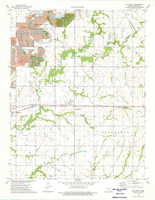 Classic USGS Hallowell Kansas 7.5'x7.5' Topo Map Image