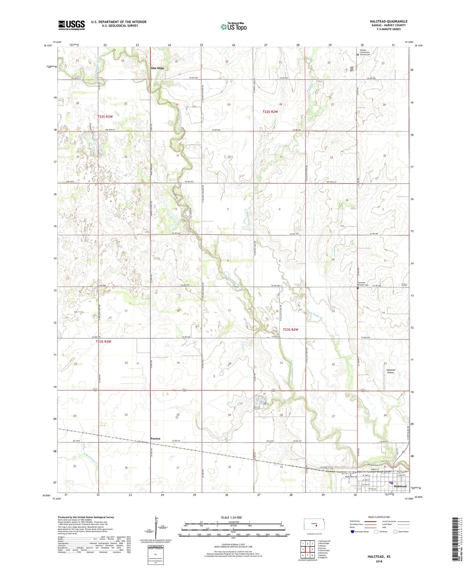 Halstead Kansas US Topo Map Image