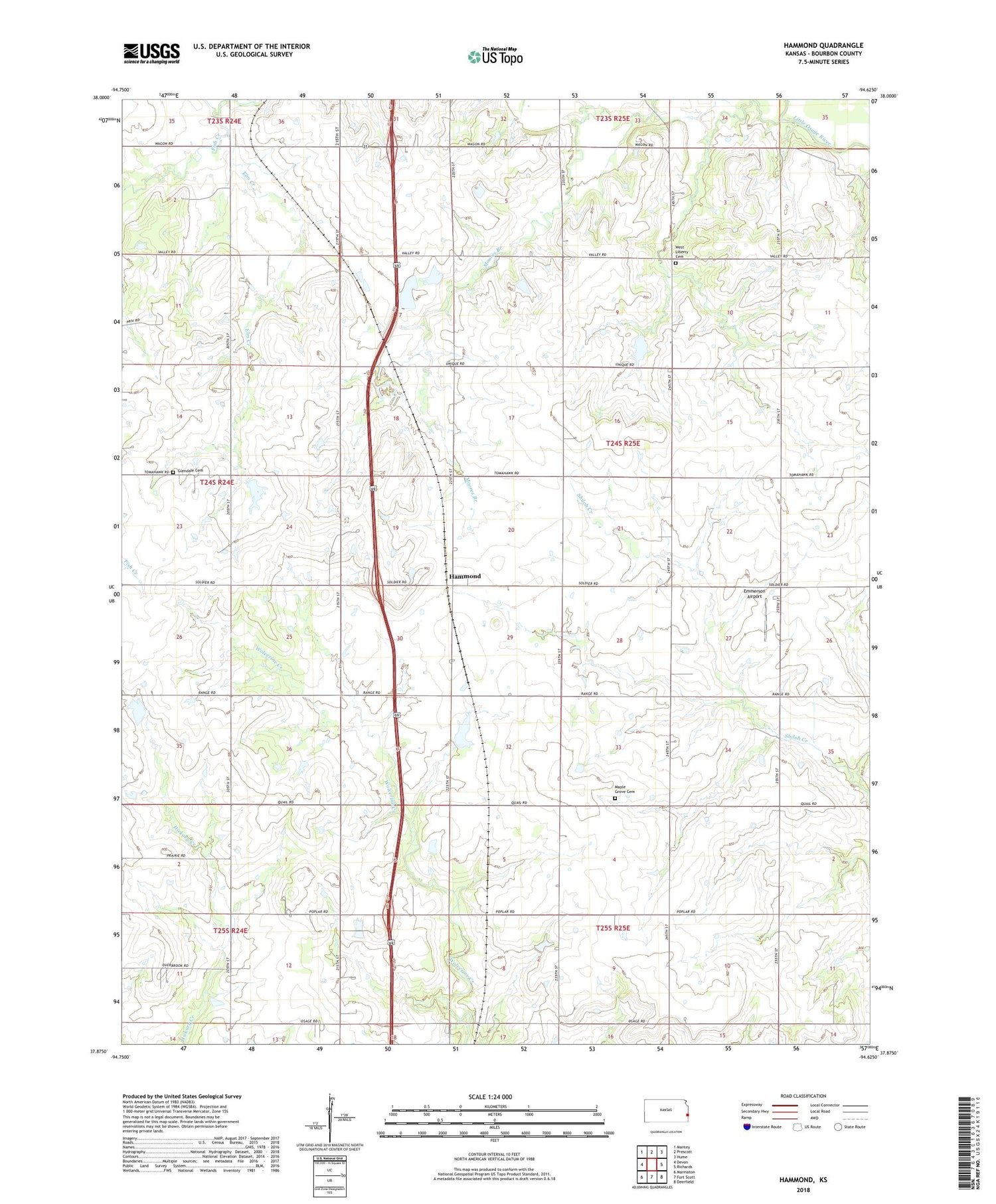 Hammond Kansas US Topo Map Image