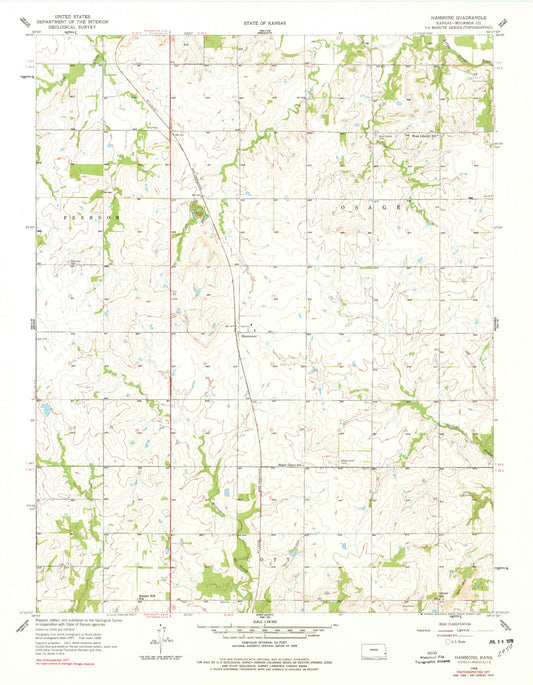 Classic USGS Hammond Kansas 7.5'x7.5' Topo Map Image
