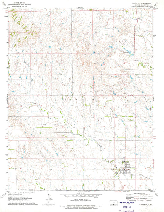 Classic USGS Hardtner Kansas 7.5'x7.5' Topo Map Image